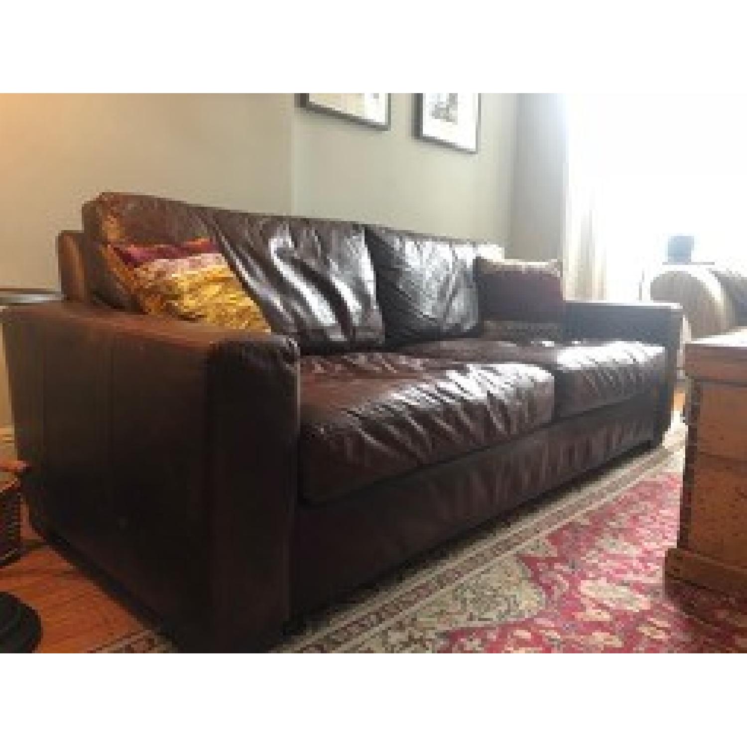 Restoration Hardware Maxwell Leather Down-Feather Fill Sofa - image-1