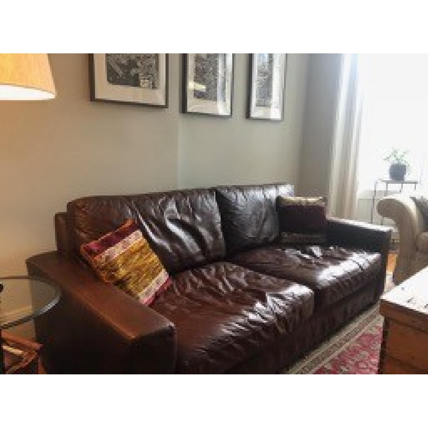 Restoration Hardware Maxwell Leather Down-Feather Fill Sofa - image-2