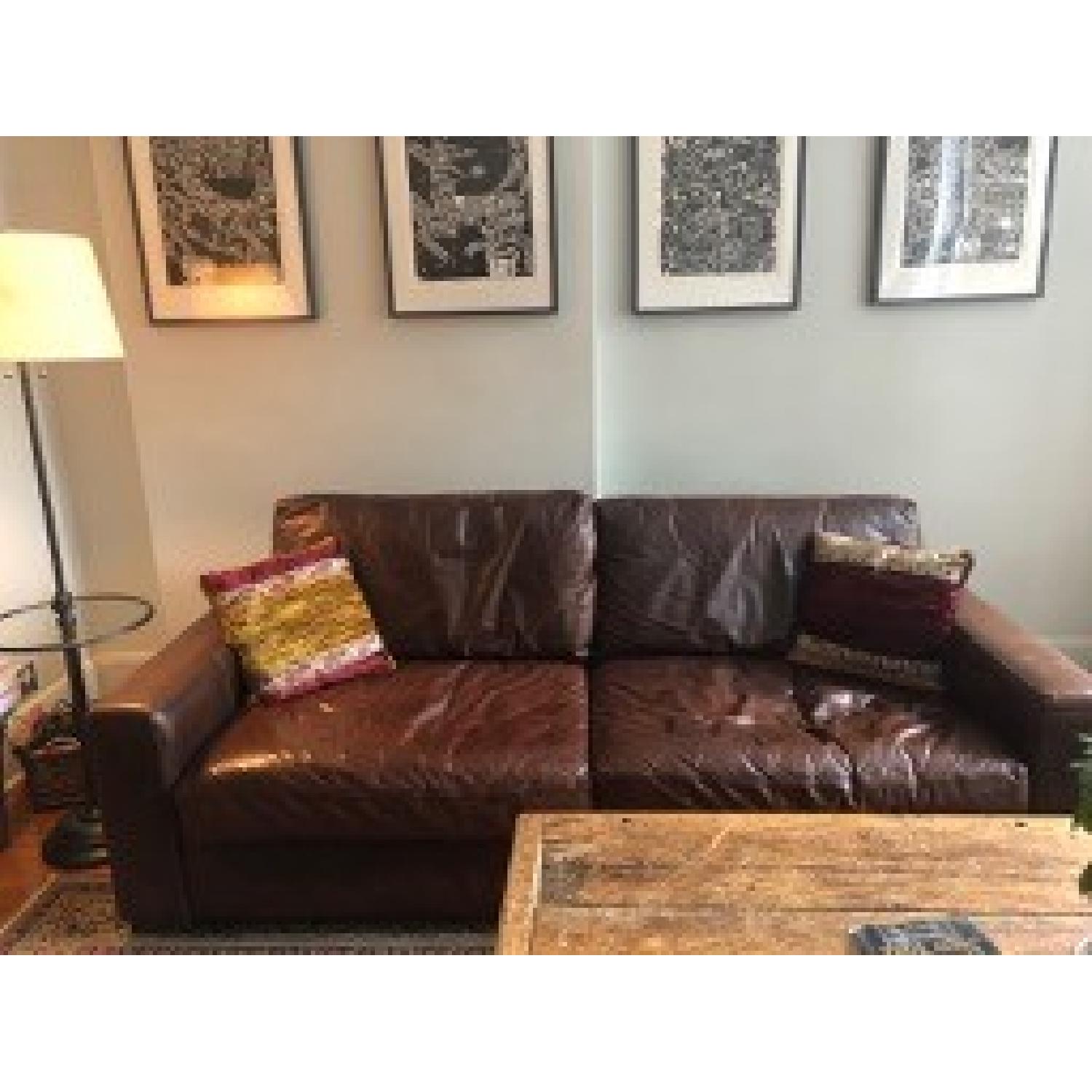 Restoration Hardware Maxwell Leather Down-Feather Fill Sofa - image-3