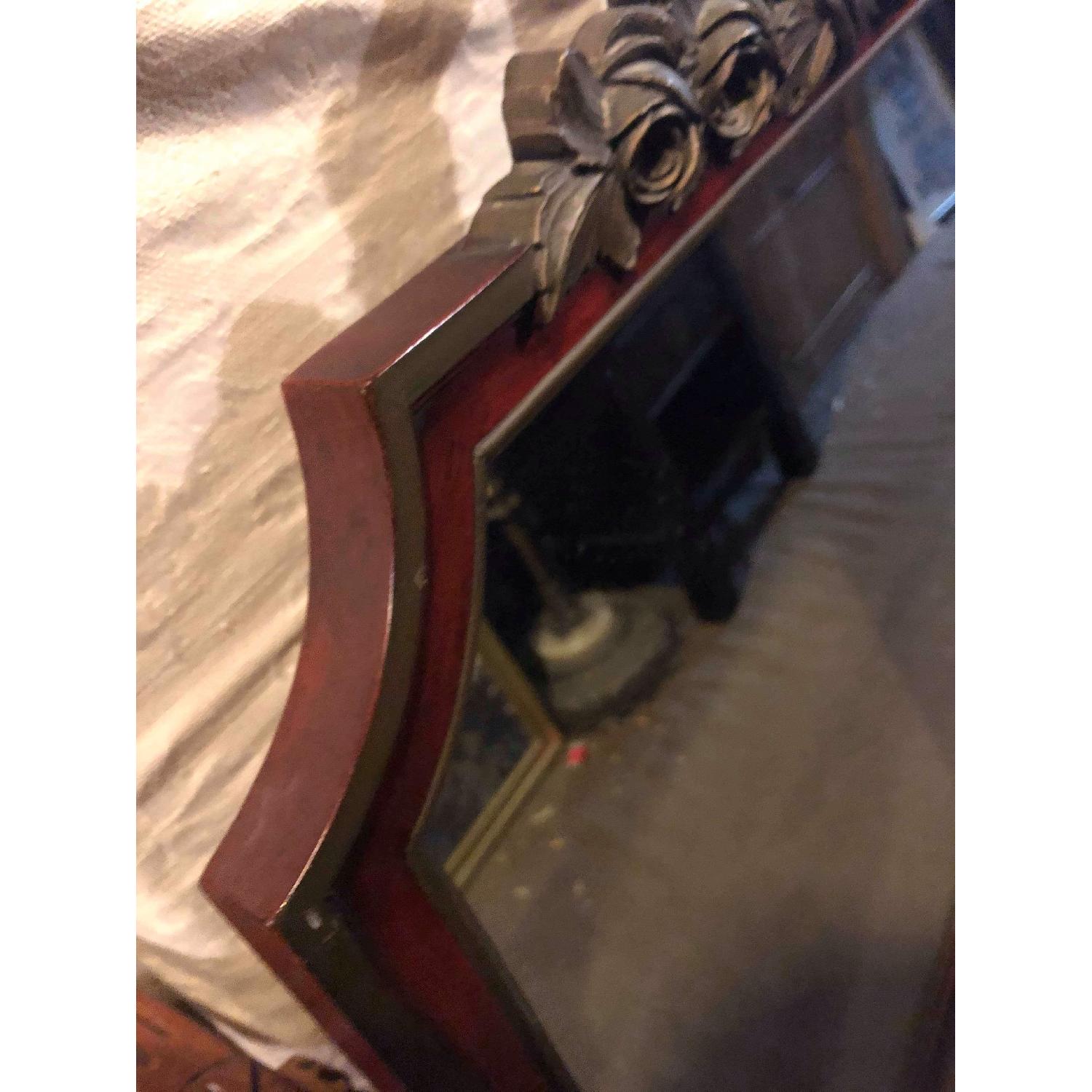 Antique 1930s Bronze and Mahogany Framed Wall Mirror - image-5