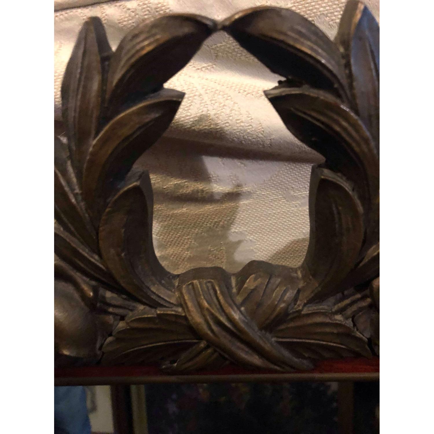 Antique 1930s Bronze and Mahogany Framed Wall Mirror - image-6