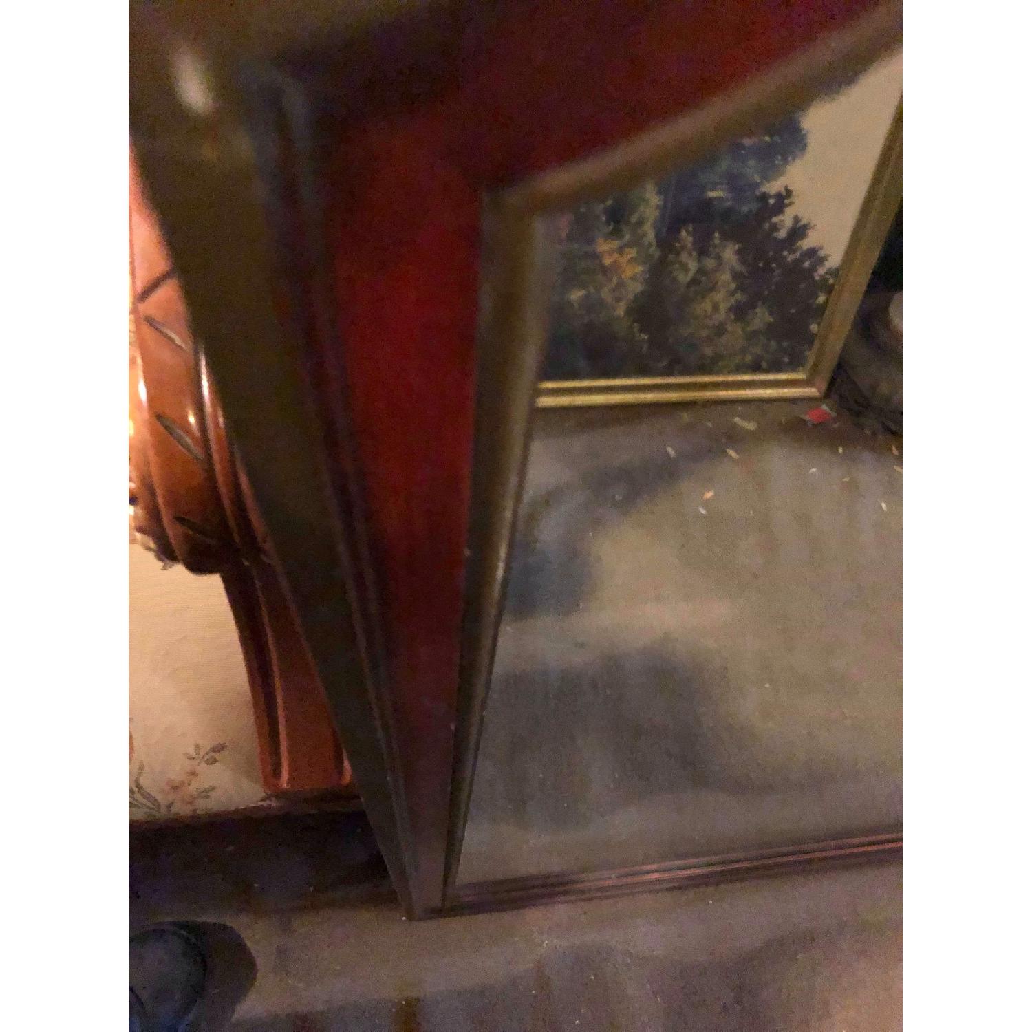 Antique 1930s Bronze and Mahogany Framed Wall Mirror - image-7