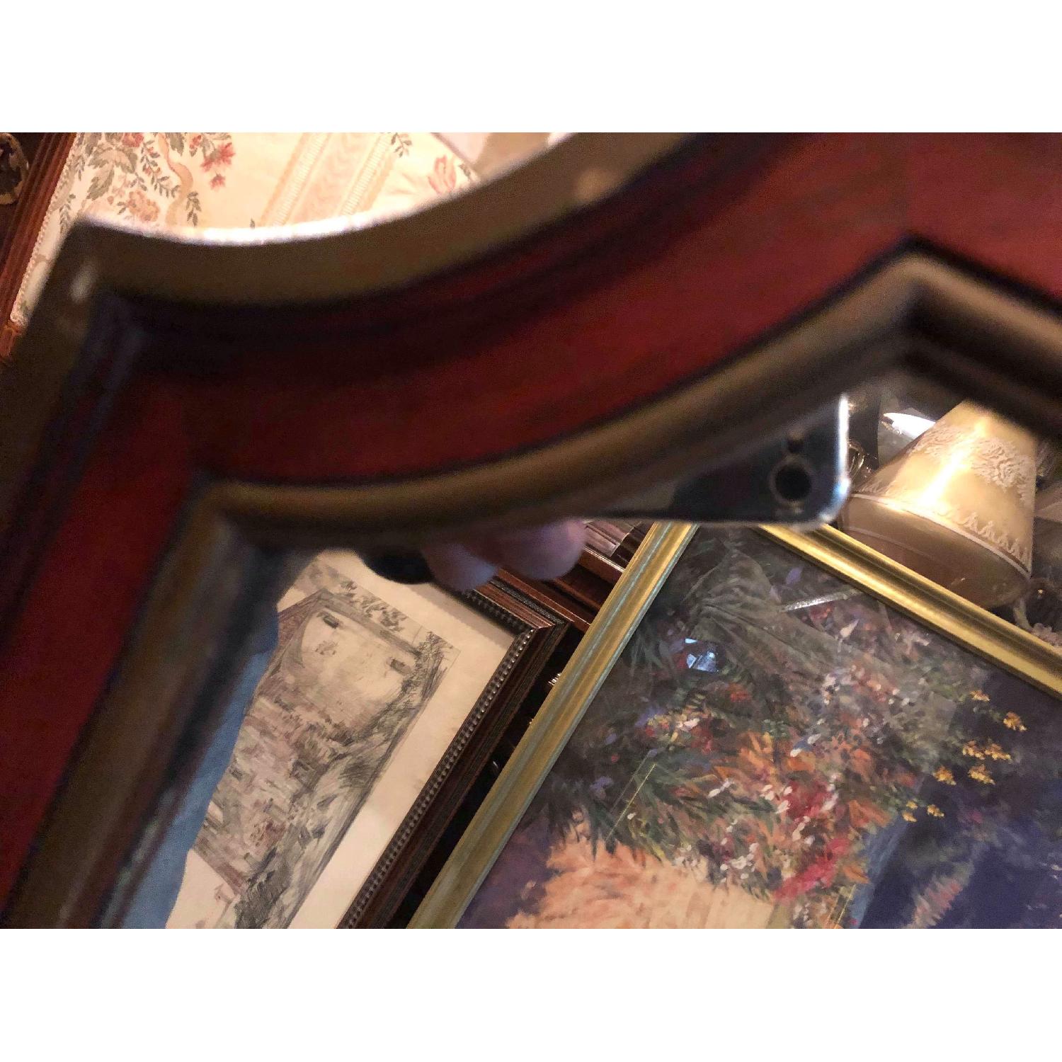 Antique 1930s Bronze and Mahogany Framed Wall Mirror - image-8