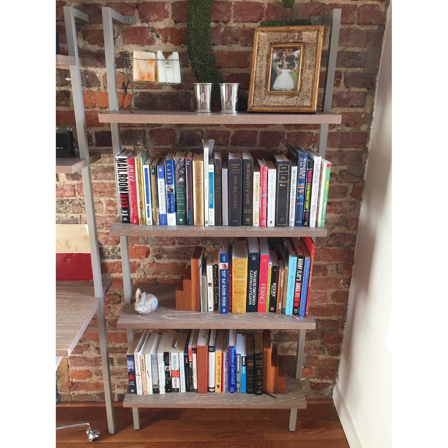 CB2 Helix Acacia Bookcase + Leaning Desk - image-2
