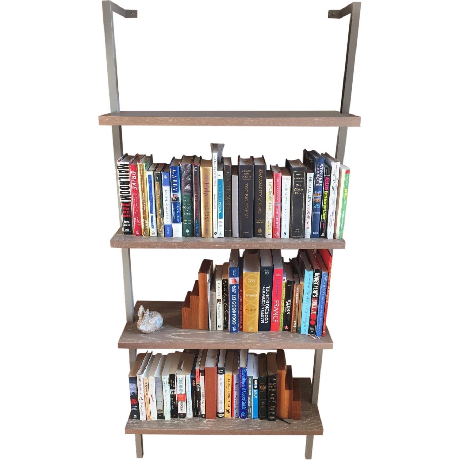 CB2 Helix Acacia Bookcase + Leaning Desk AptDeco
