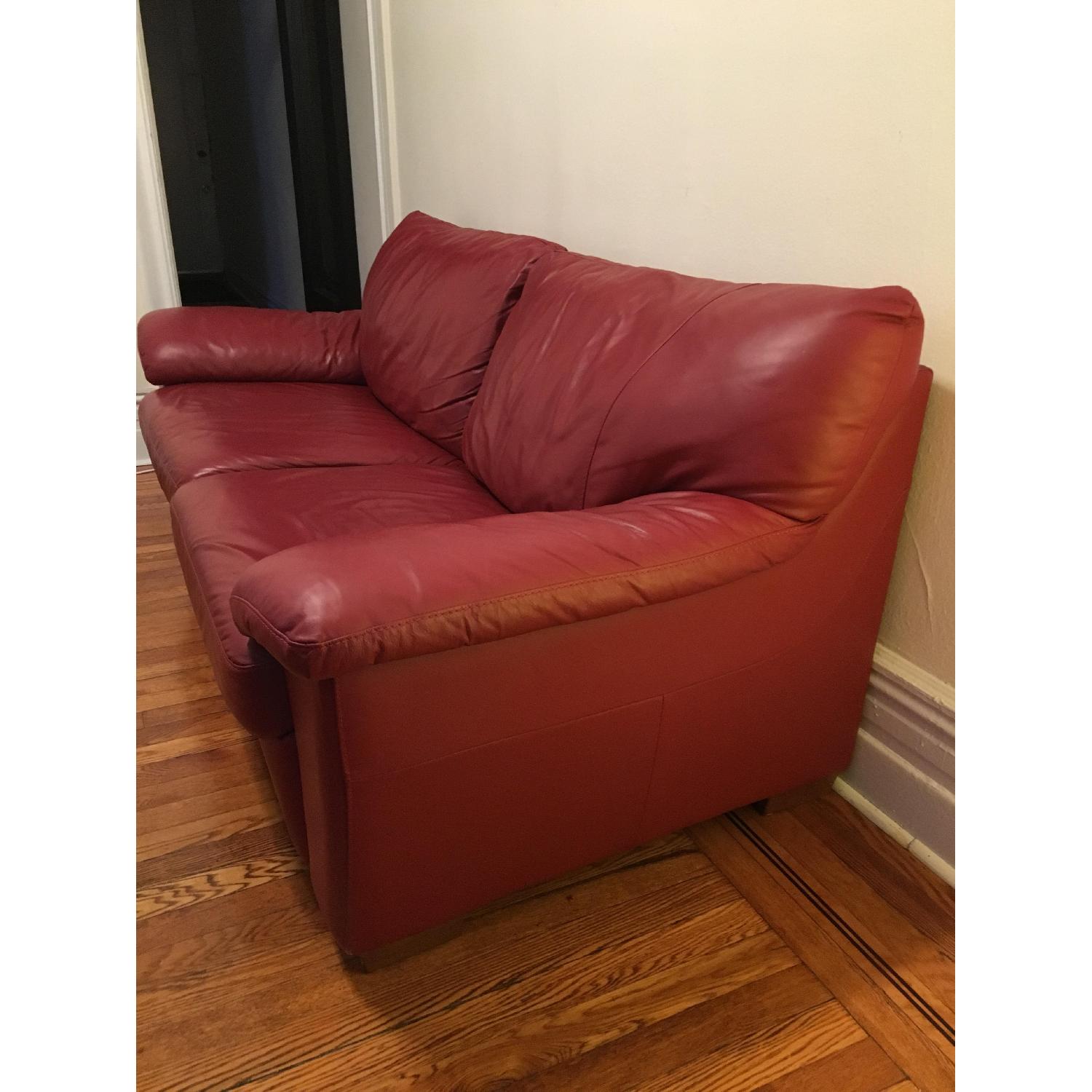 Ikea Vetra Red Leather Sofa Bed - image-2