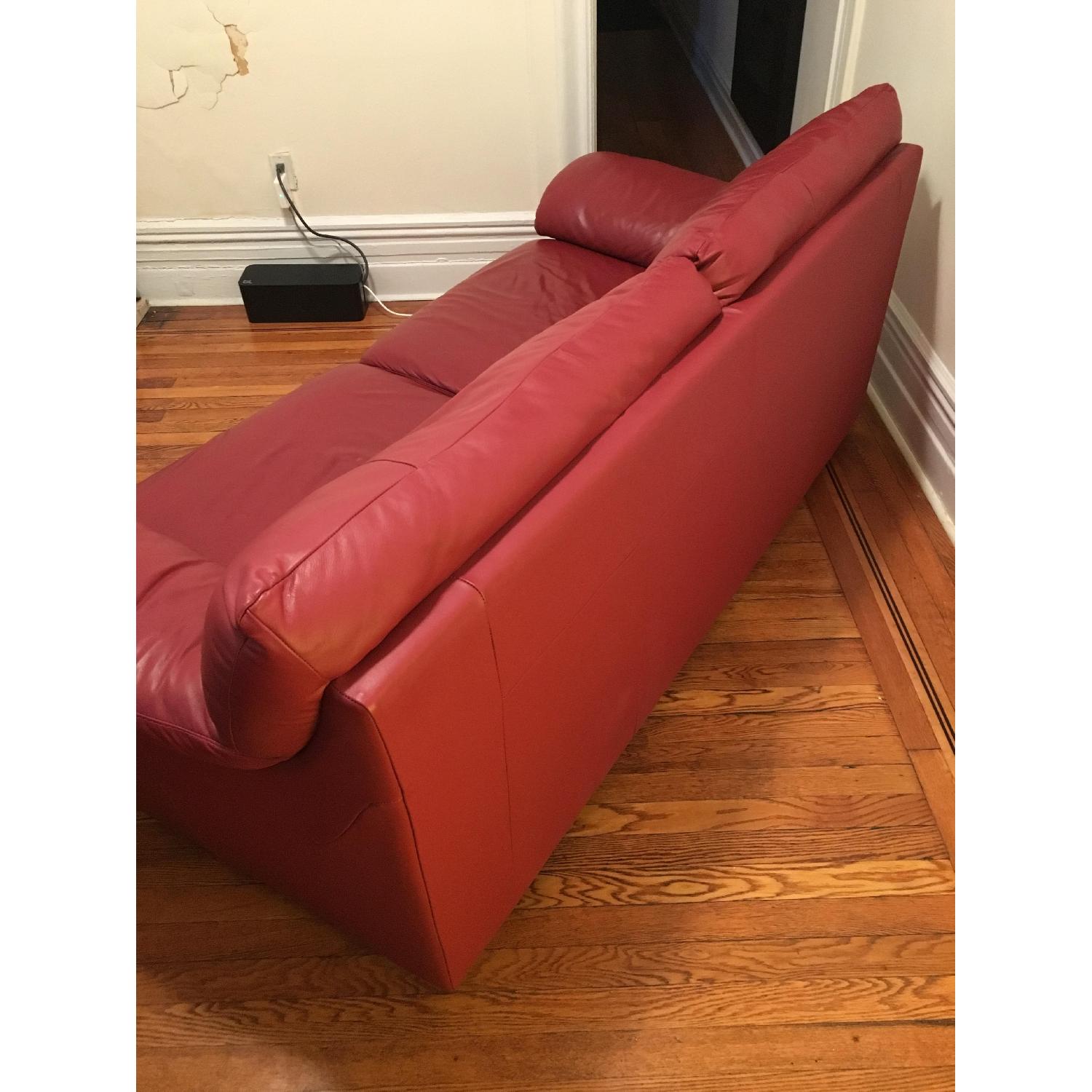 Ikea Vetra Red Leather Sofa Bed - image-3