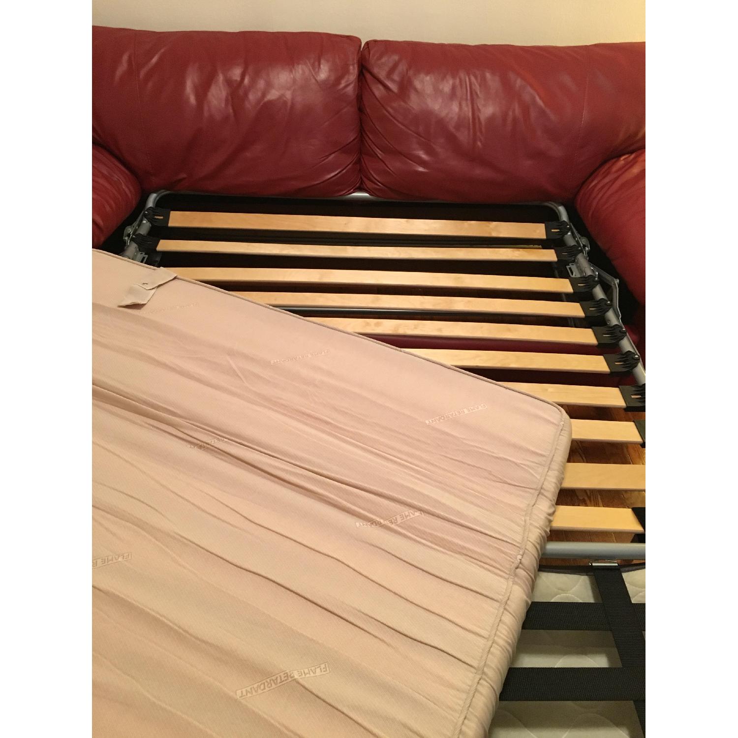 Ikea Vetra Red Leather Sofa Bed - image-4