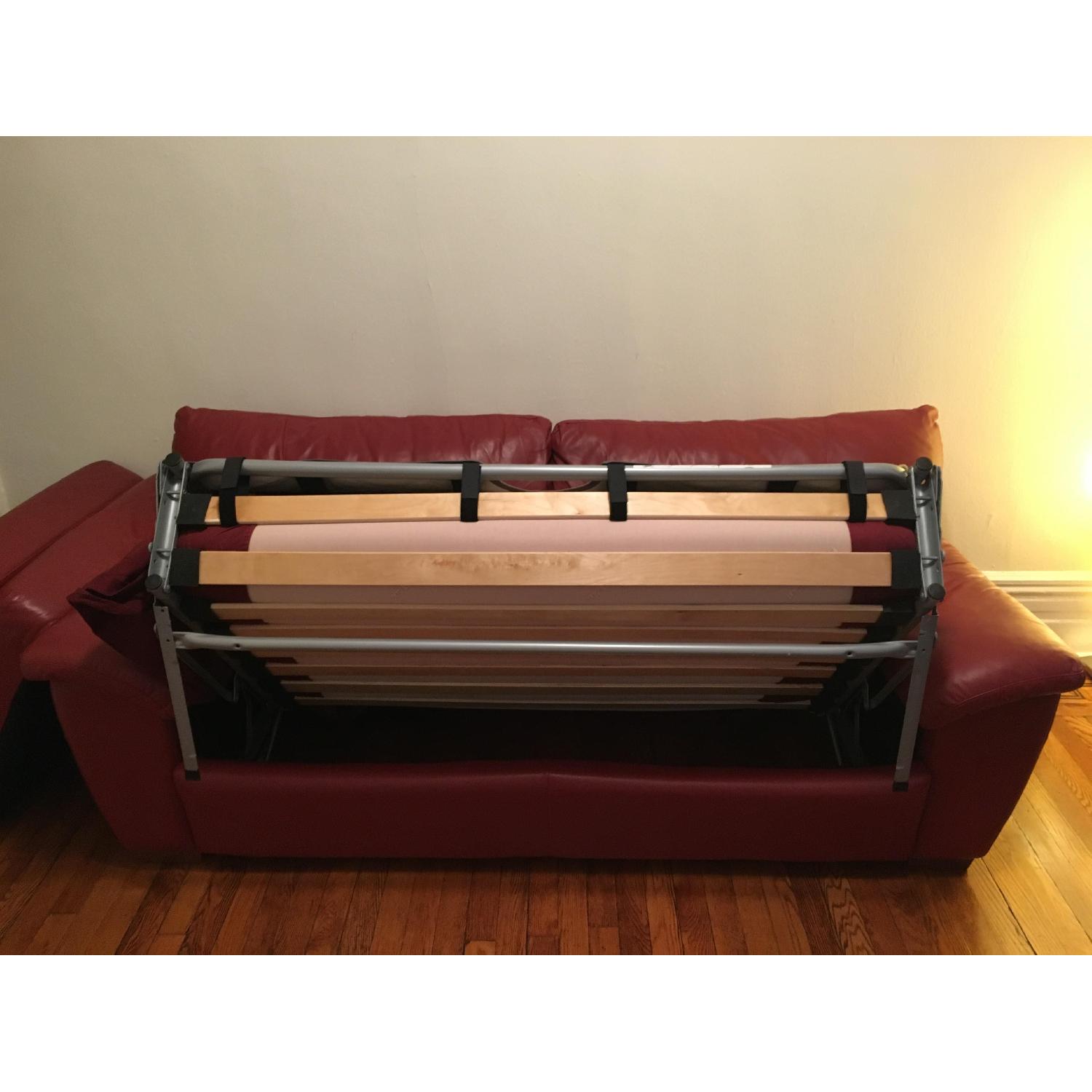 Ikea Vetra Red Leather Sofa Bed - image-5