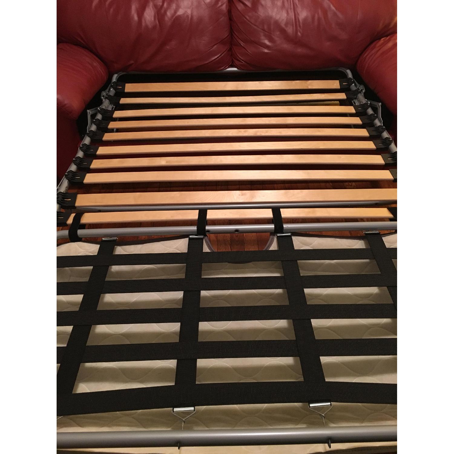 Ikea Vetra Red Leather Sofa Bed - image-7