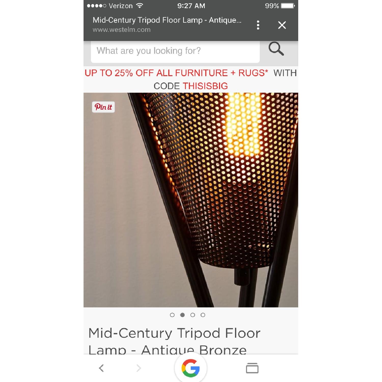 West Elm Mid-Century Tripod Floor Lamp - image-3