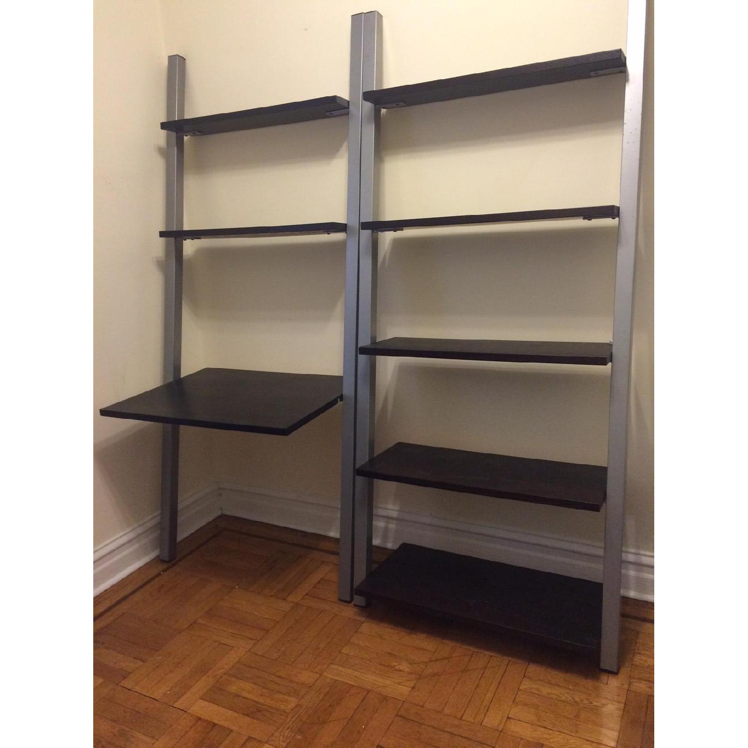 West Elm Leaning Bookcase w/ Desk AptDeco