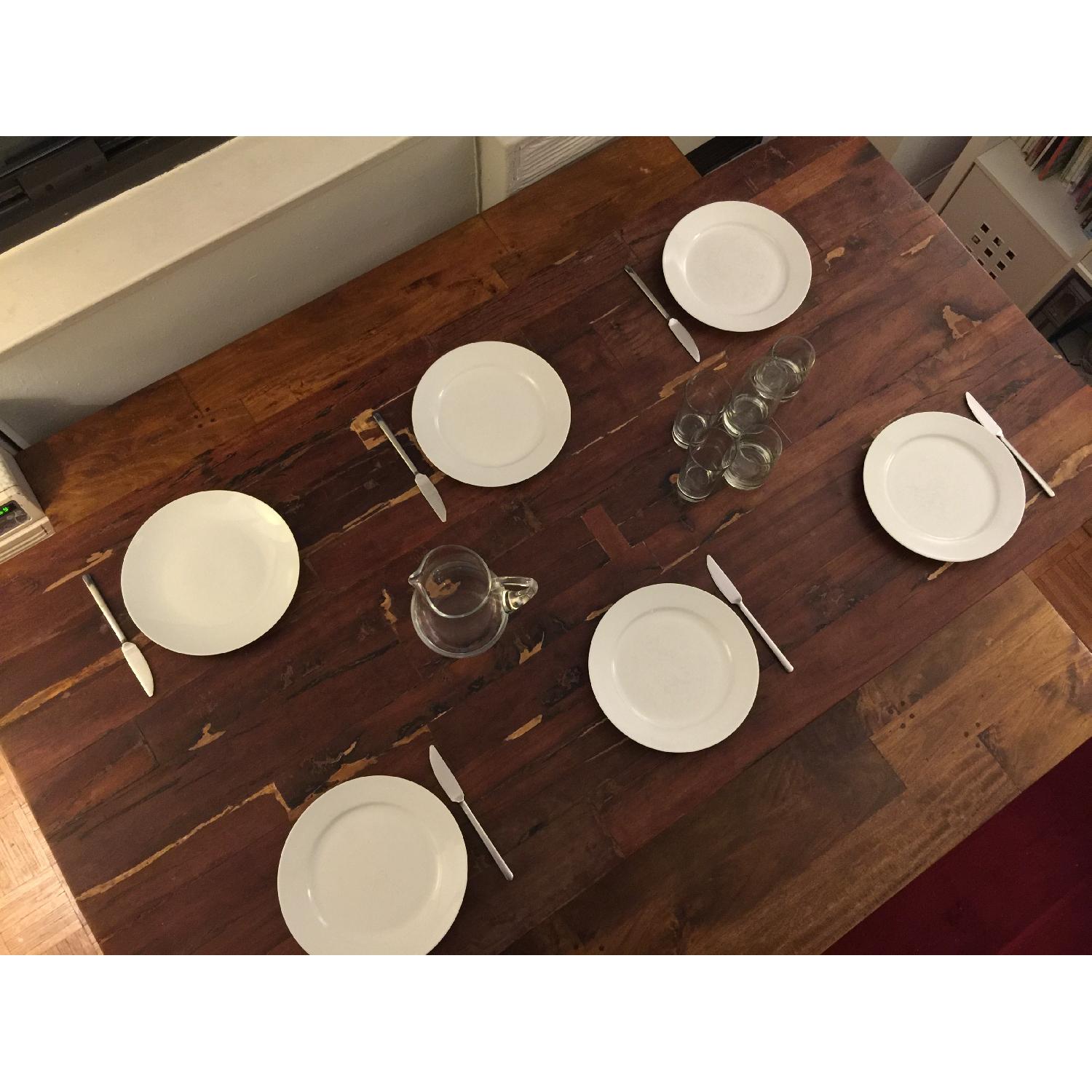 West Elm Industrial Table w/ 2 Crate & Barrel Benches - image-6
