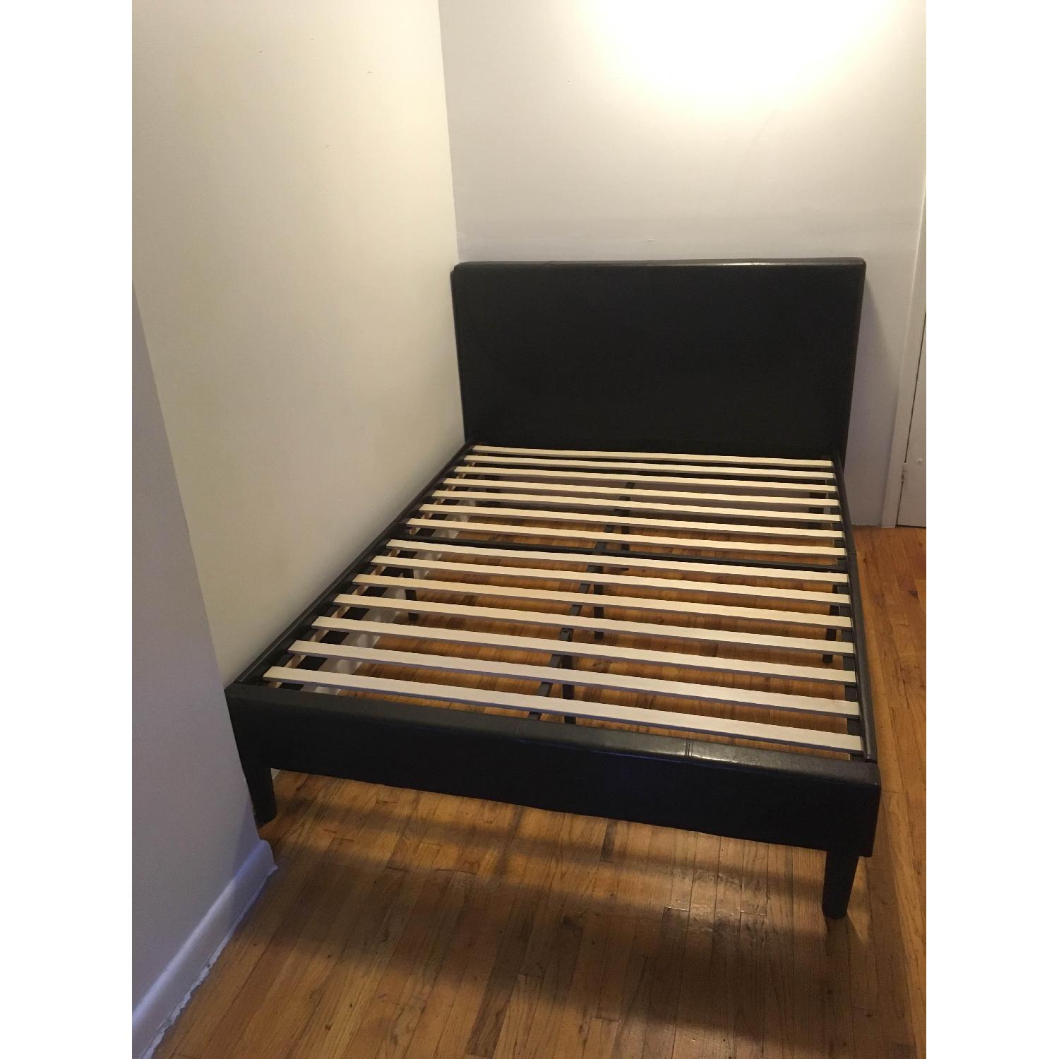Zinus Deluxe Faux Leather Upholstered Queen Platform Bed w/ Wooden Slats - image-1