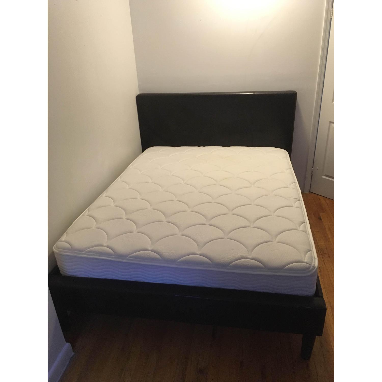 Zinus Deluxe Faux Leather Upholstered Queen Platform Bed w/ Wooden Slats - image-2