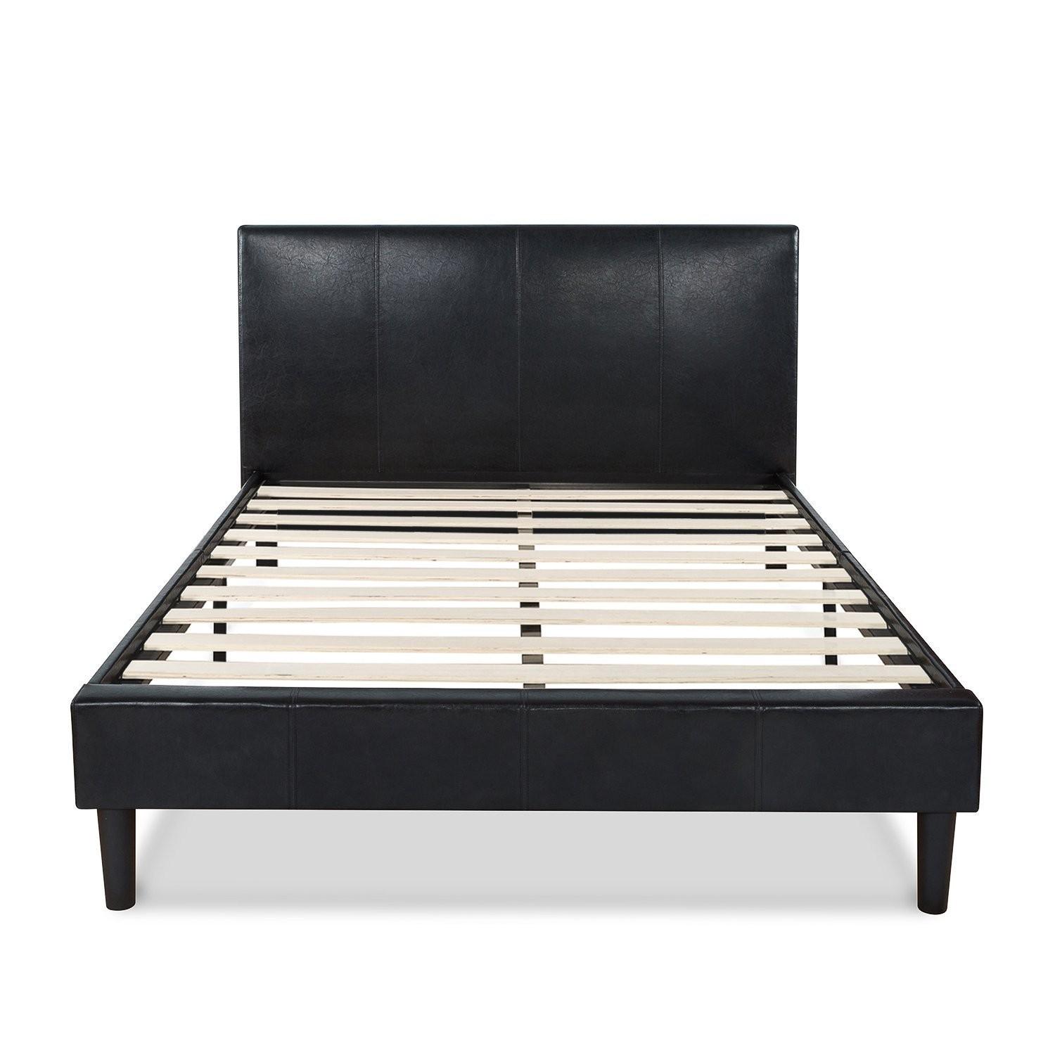 Zinus Deluxe Faux Leather Upholstered Queen Platform Bed w/ Wooden Slats - image-3