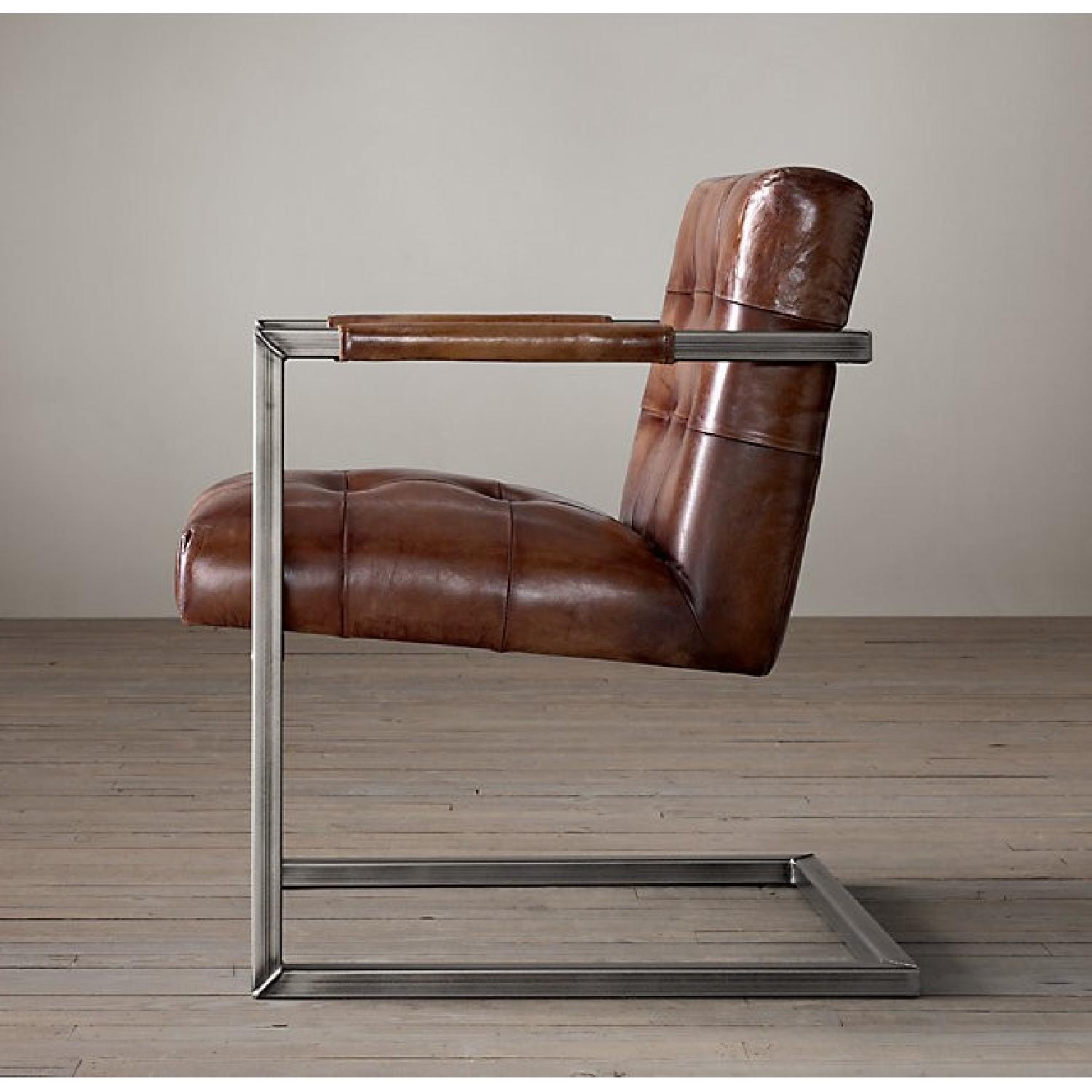Restoration Hardware Milano Tufted Leather Chairs - image-2