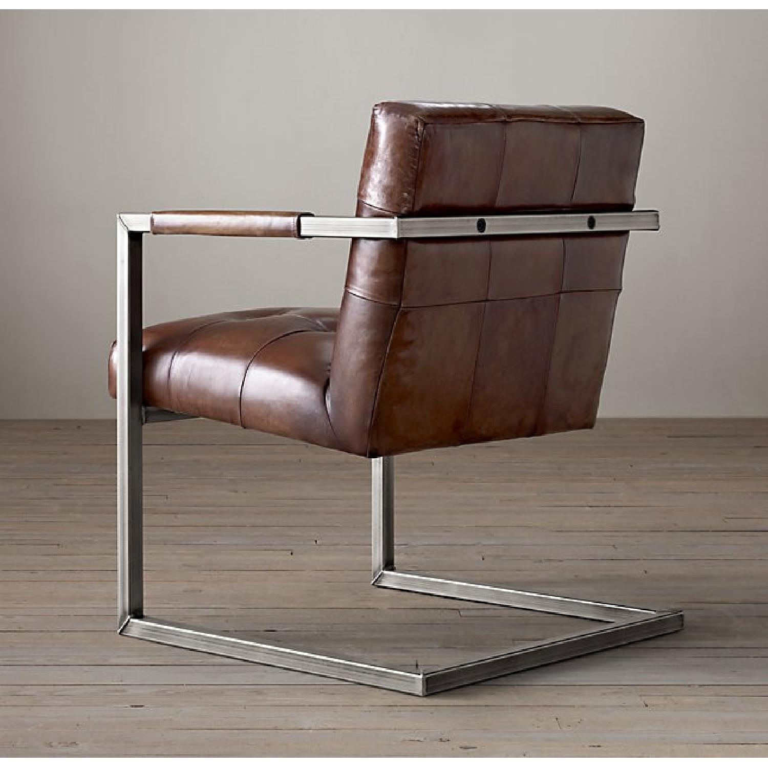 Restoration Hardware Milano Tufted Leather Chairs - image-4