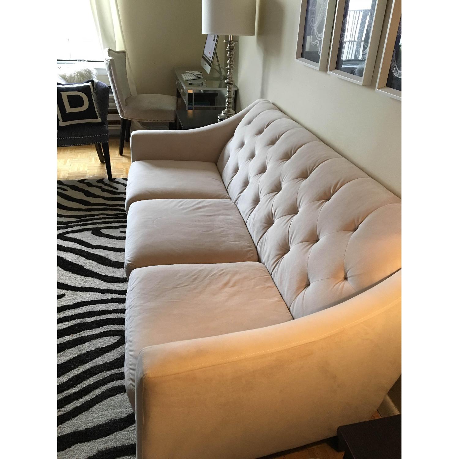 Macy's Cream Tufted Couch AptDeco