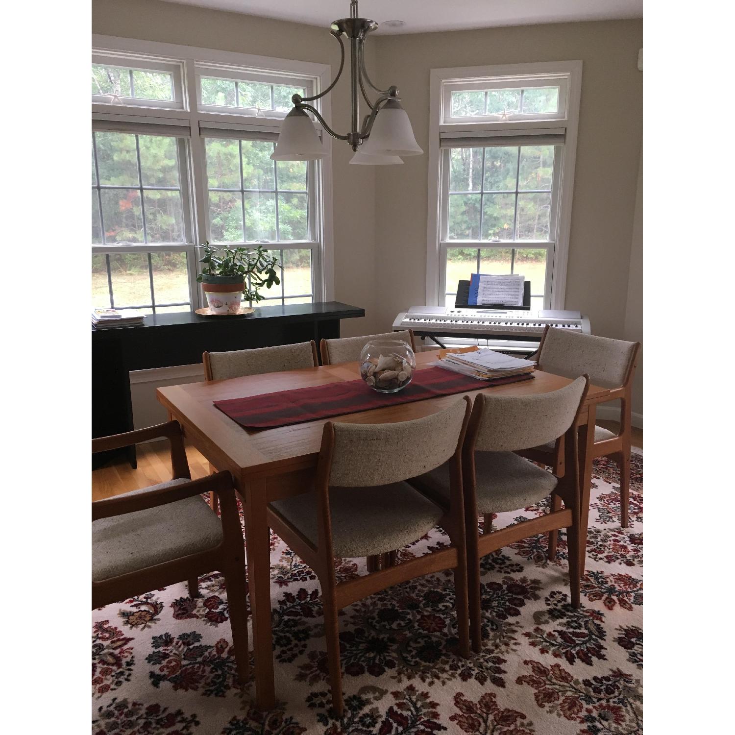 Teak Expandable Dining Table w/ 6 Chairs - image-1