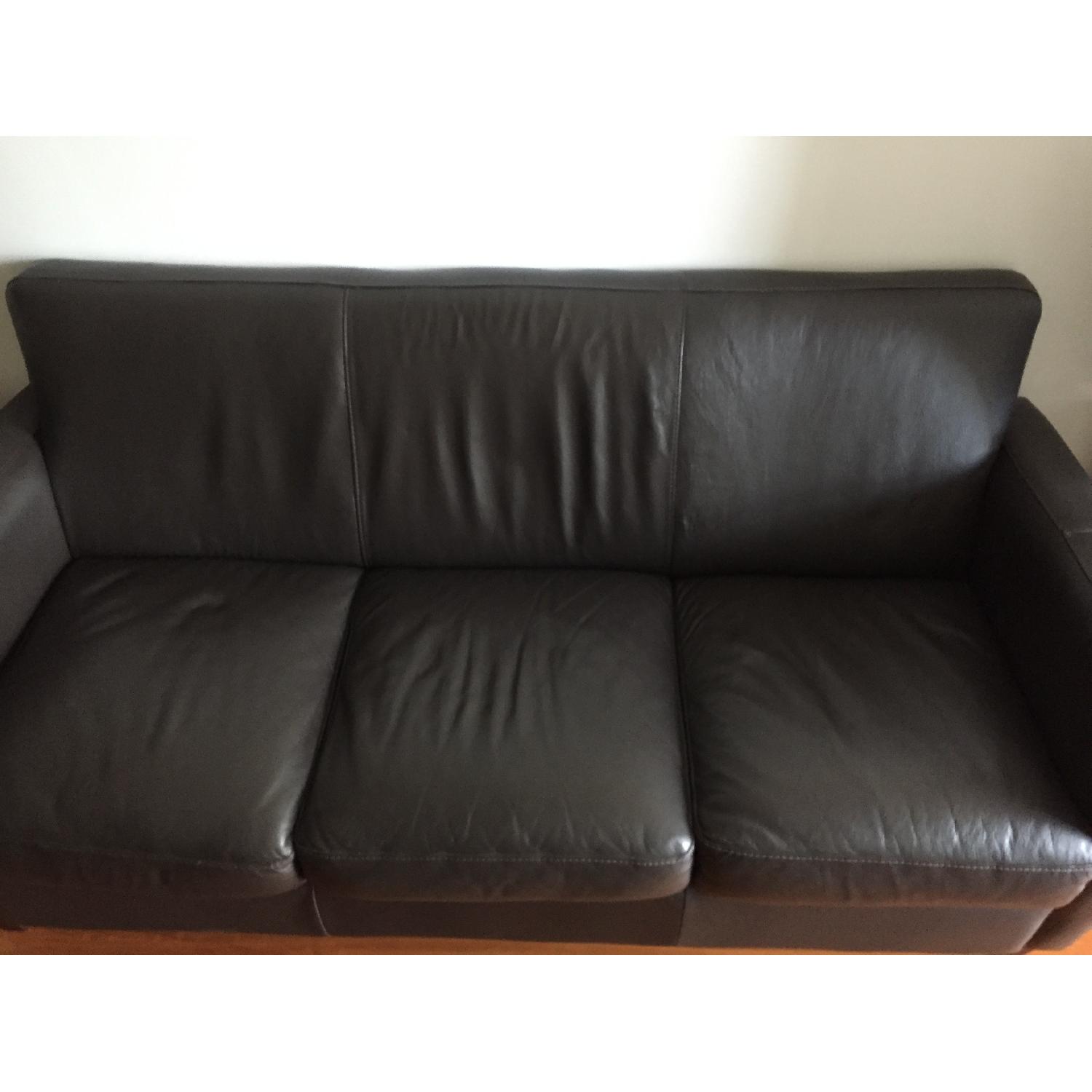 Brown Leather Couch - image-1