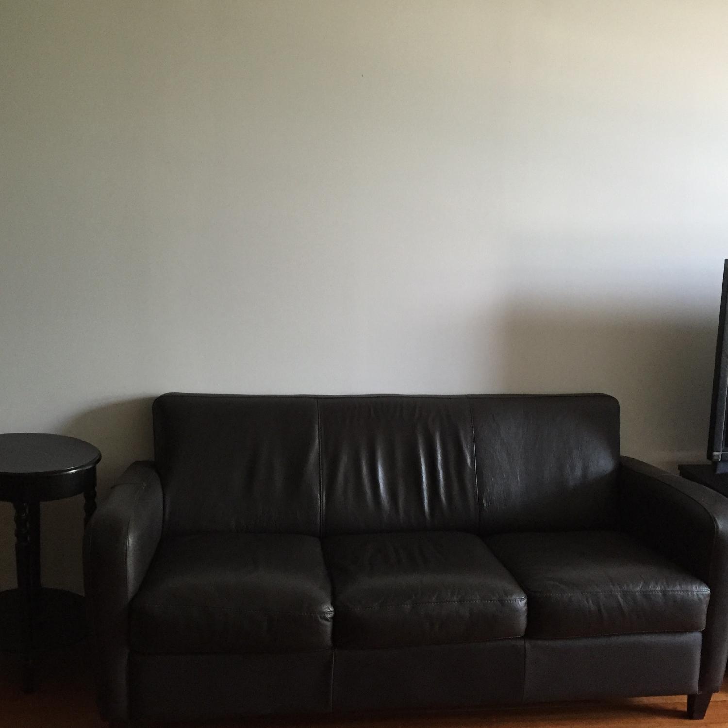 Brown Leather Couch - image-2