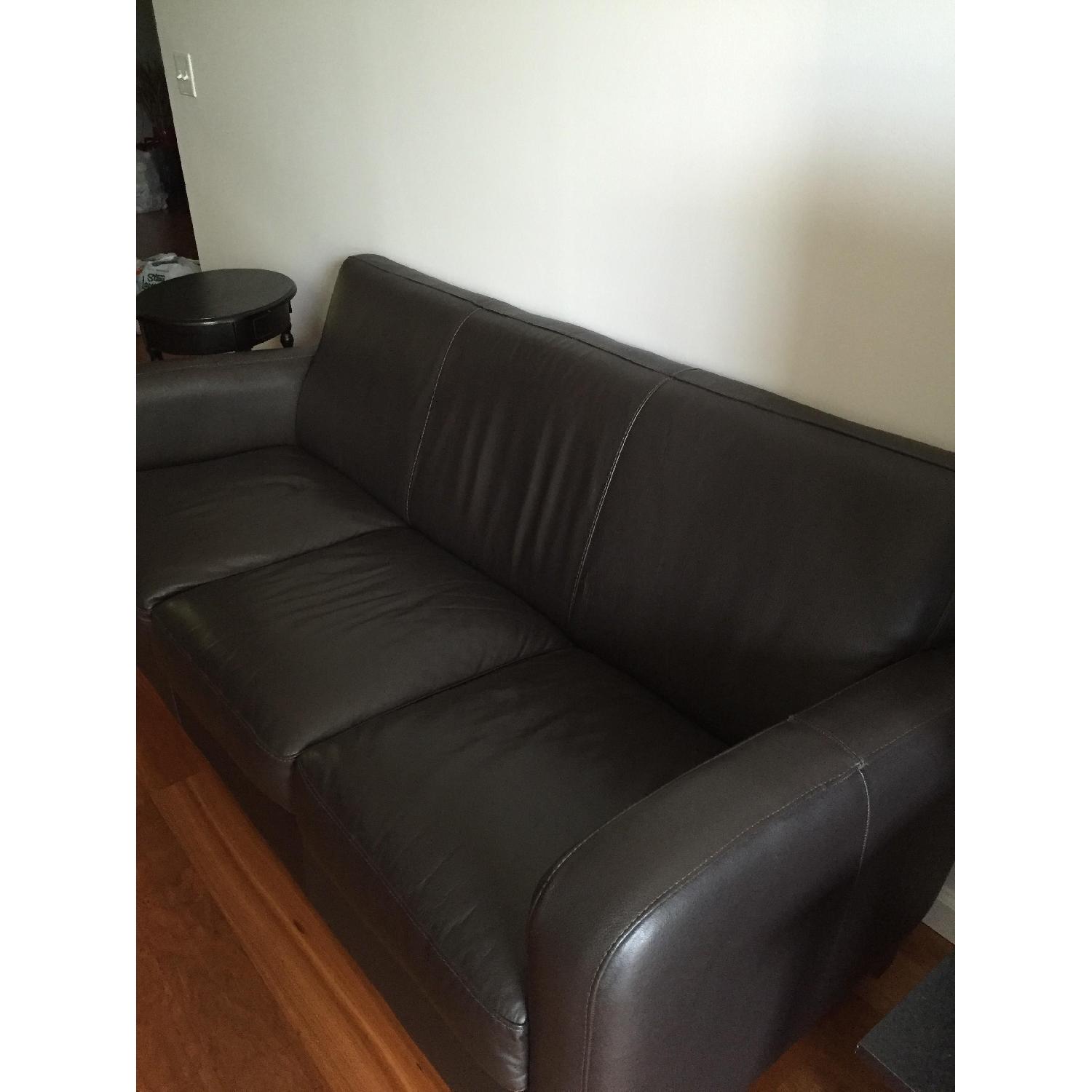 Brown Leather Couch - image-3