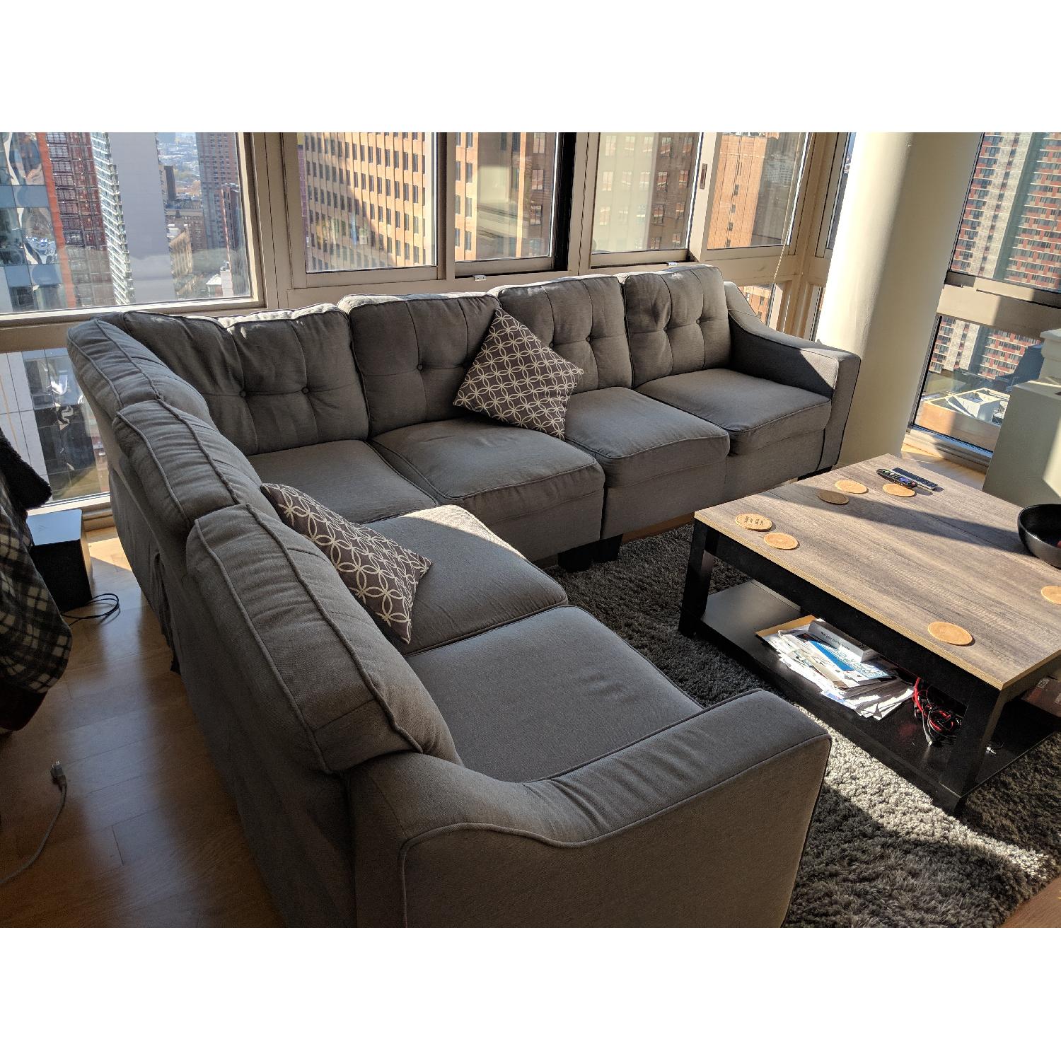 Oliver Smith Light Grey Reversible Sectional Sofa - image-1