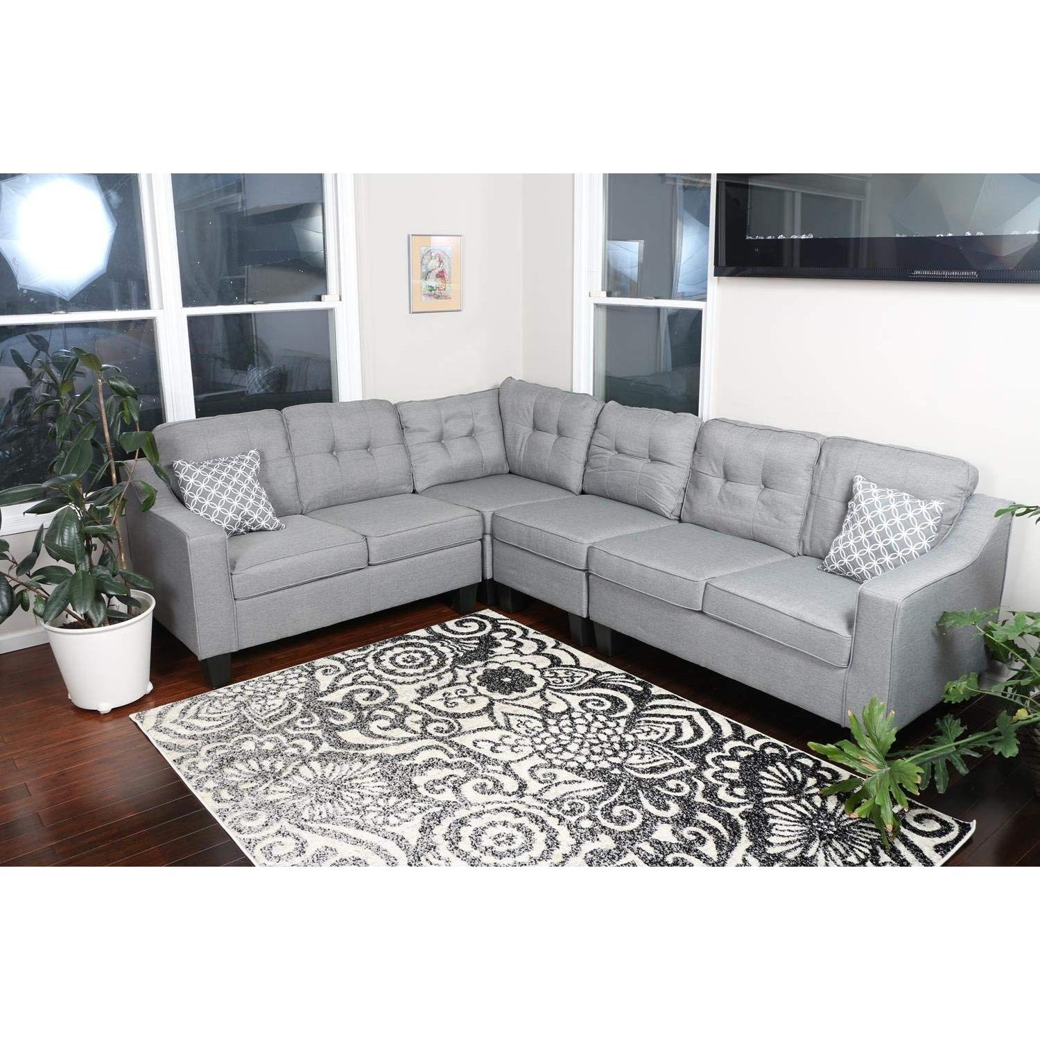 Oliver Smith Light Grey Reversible Sectional Sofa - image-5