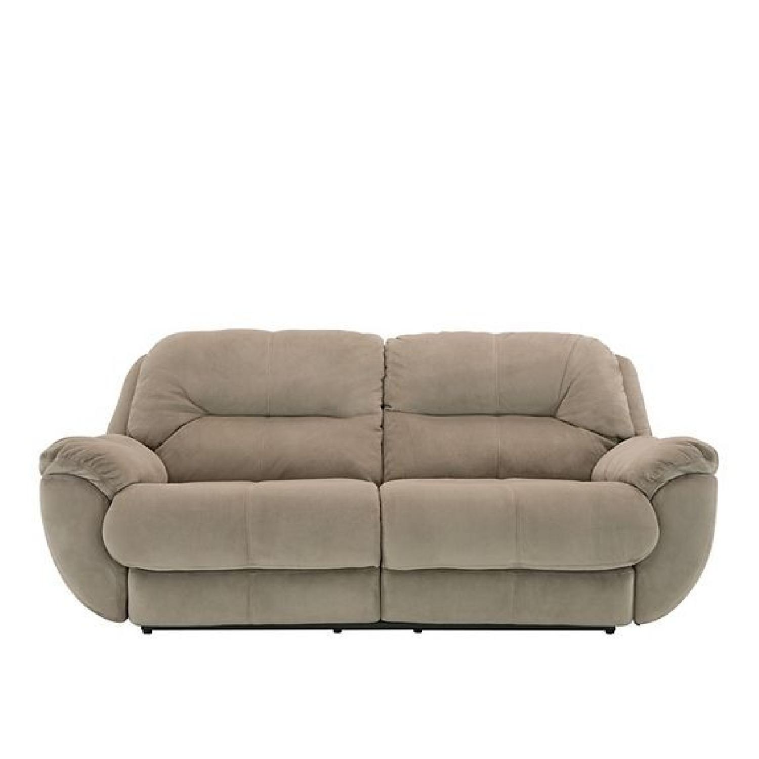 Raymour & Flanigan Microfiber Reclining Sofa - image-5