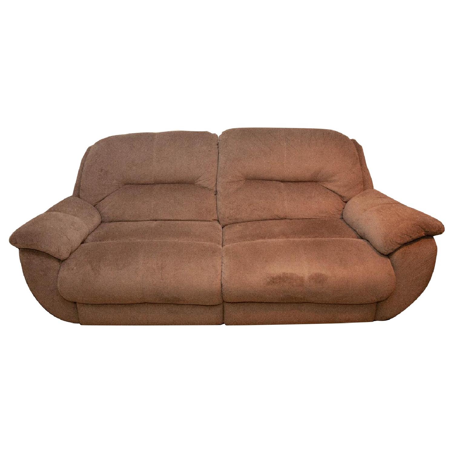 Raymour & Flanigan Microfiber Reclining Sofa - image-0