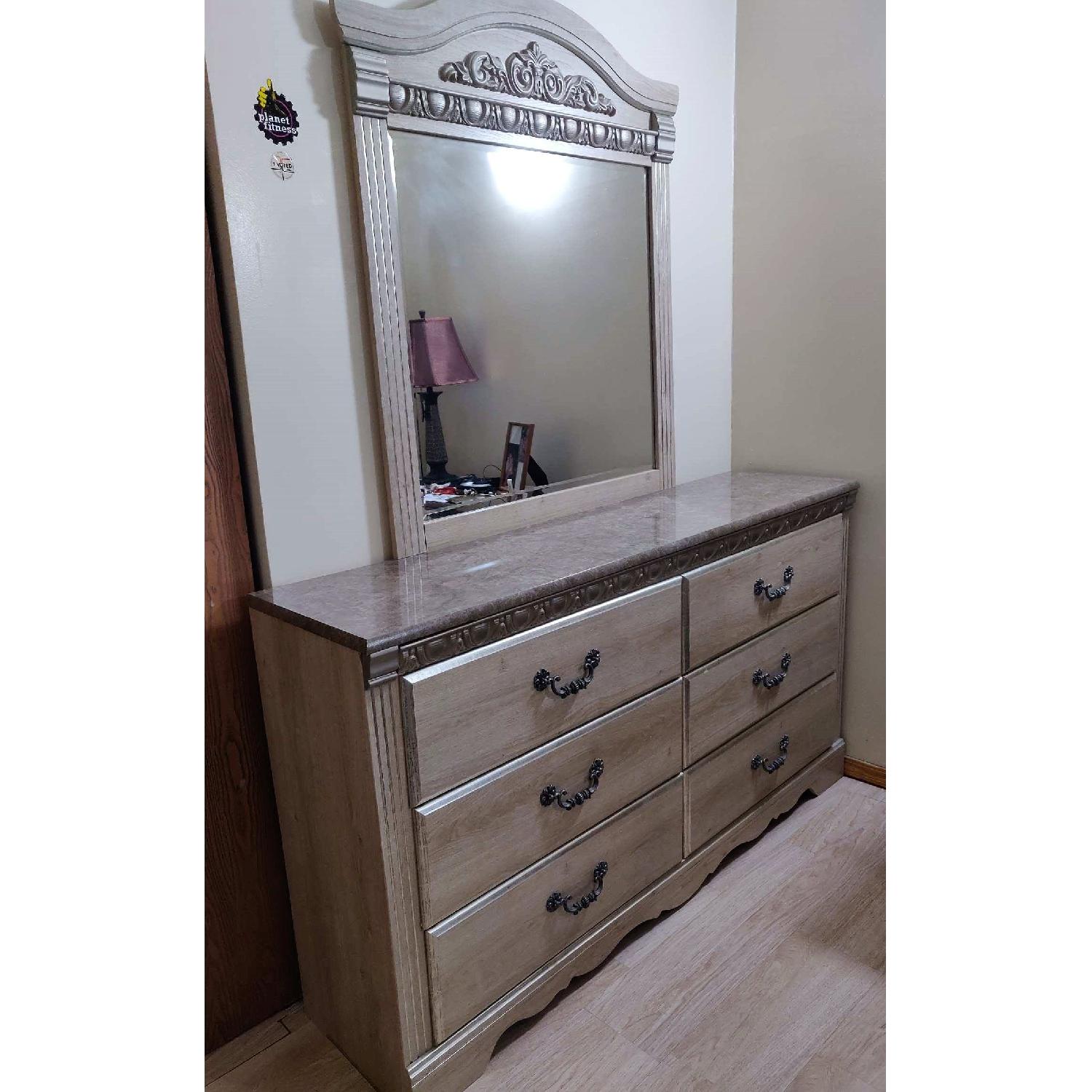 Wood 6 Drawer Dresser w/ Mirror - image-1