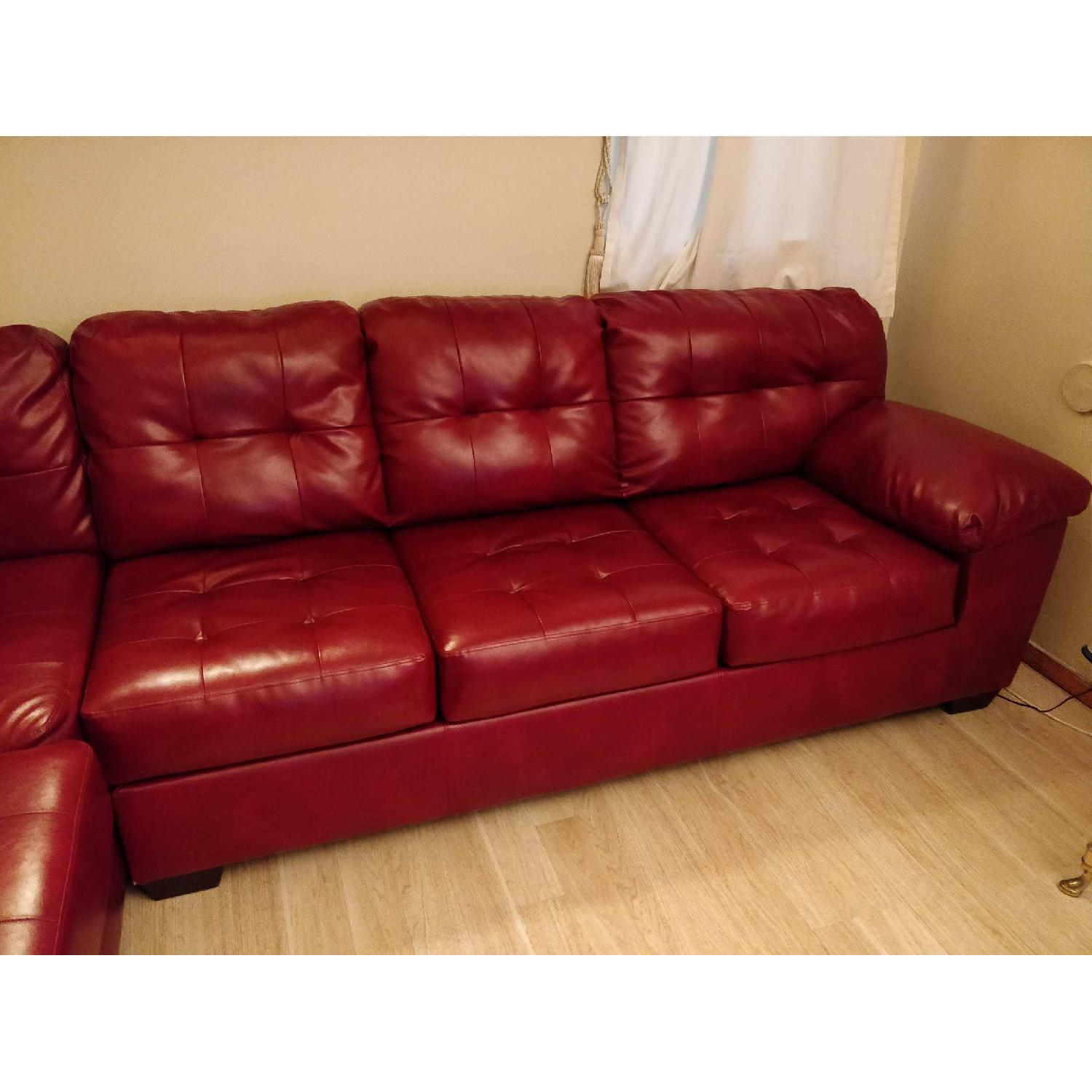 Red Faux Leather 2 Piece Sectional Sofa - image-3