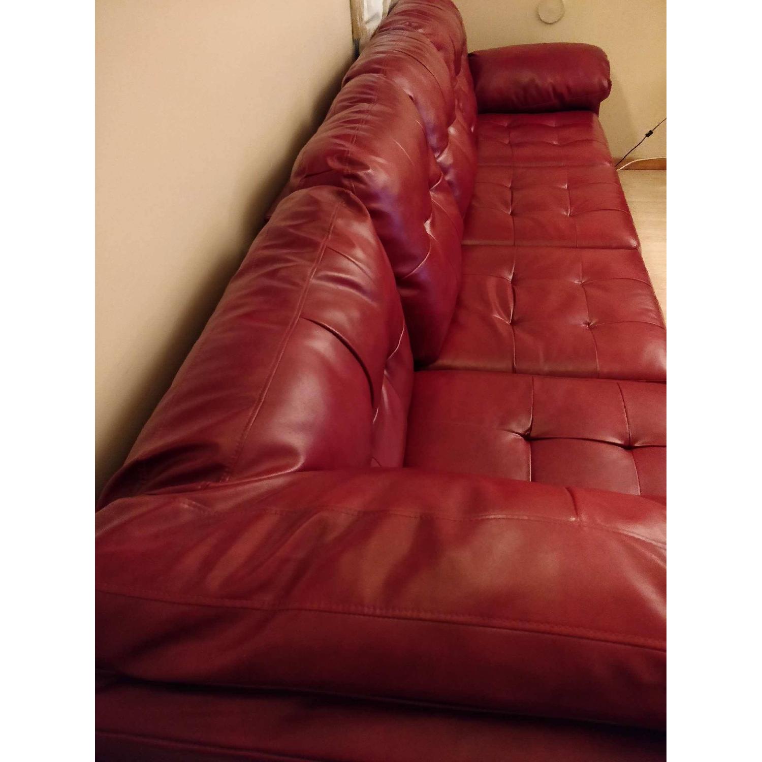 Red Faux Leather 2 Piece Sectional Sofa - image-4