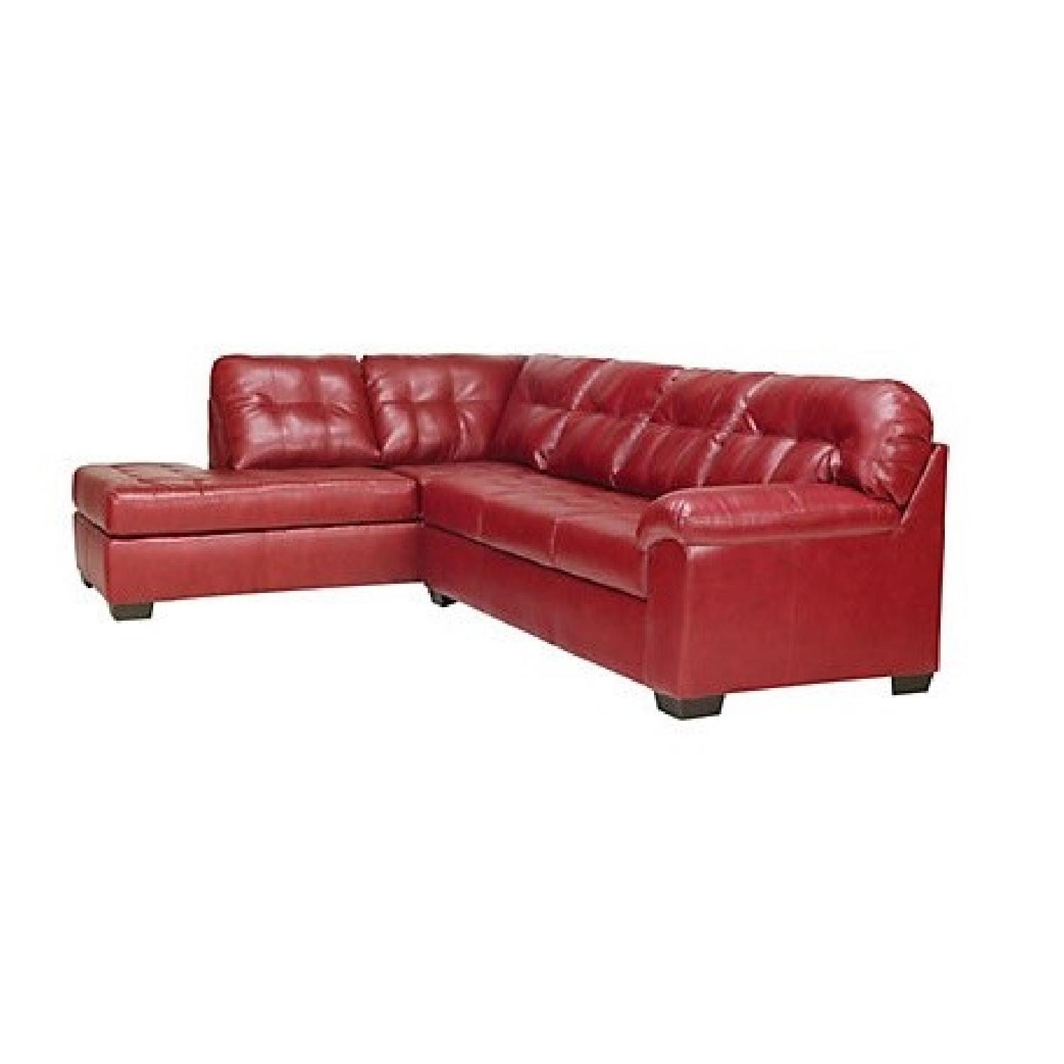 Red Faux Leather 2 Piece Sectional Sofa - image-0