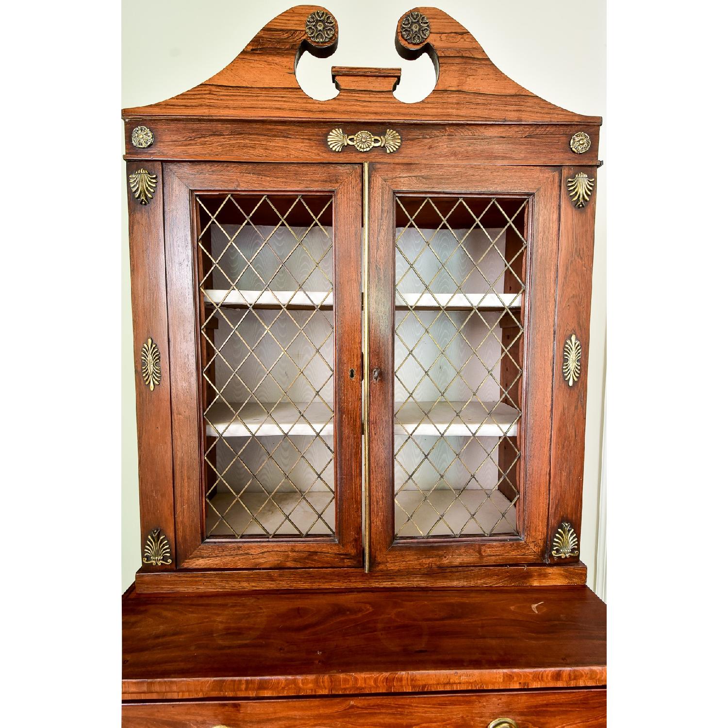 Antique English Hutch/China Cabinet w/ Pediment - image-2
