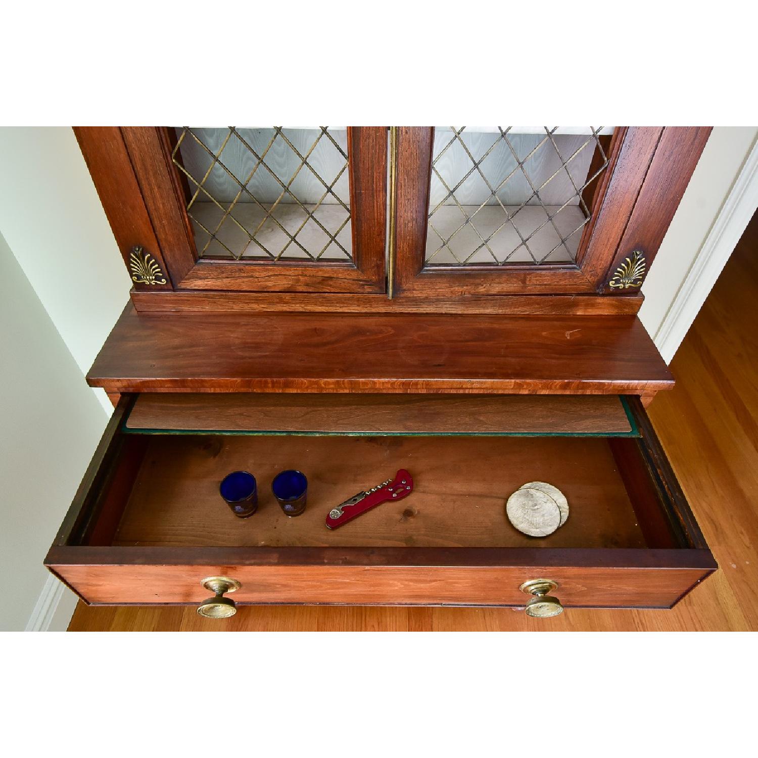 Antique English Hutch/China Cabinet w/ Pediment - image-6