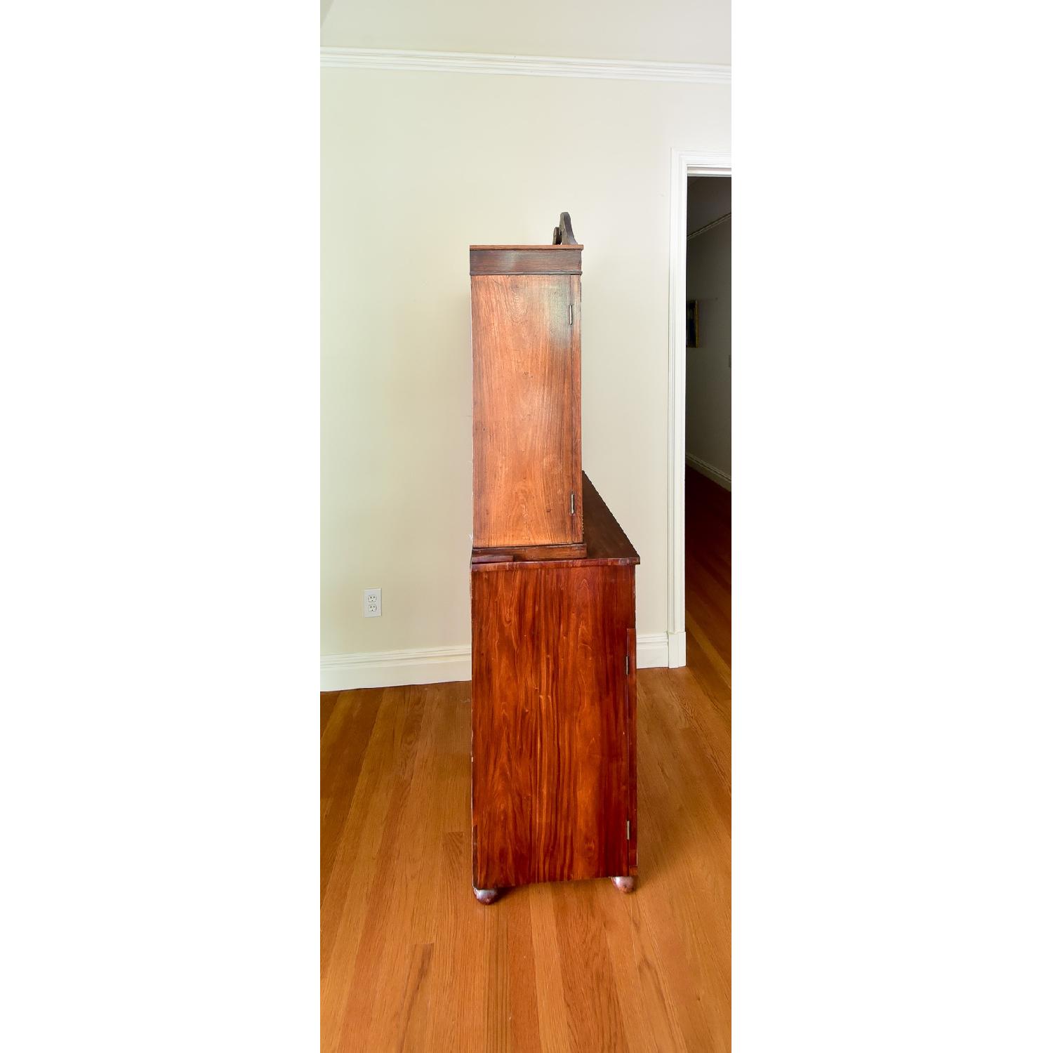 Antique English Hutch/China Cabinet w/ Pediment - image-9