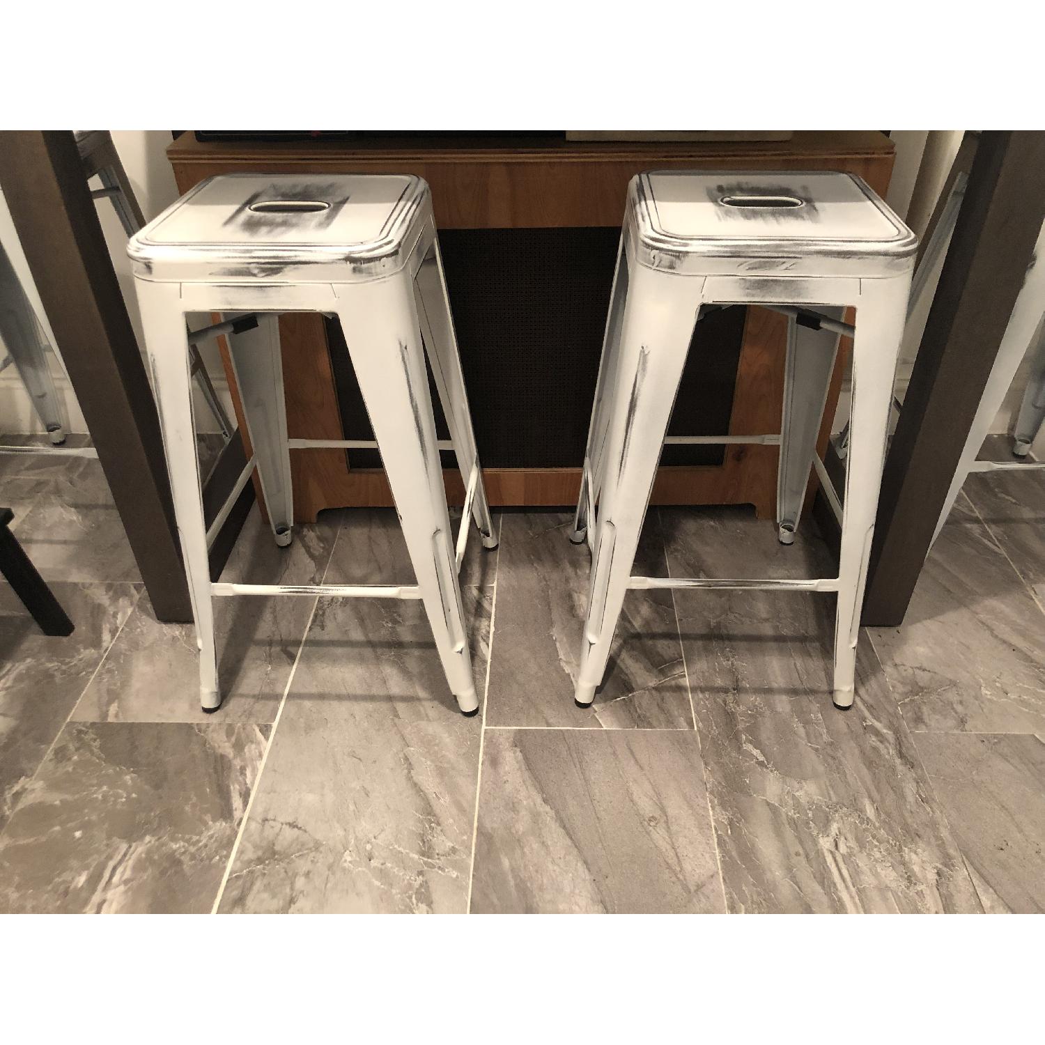 Trent Austin Design Distressed White Farmhouse Bar Stools - image-3