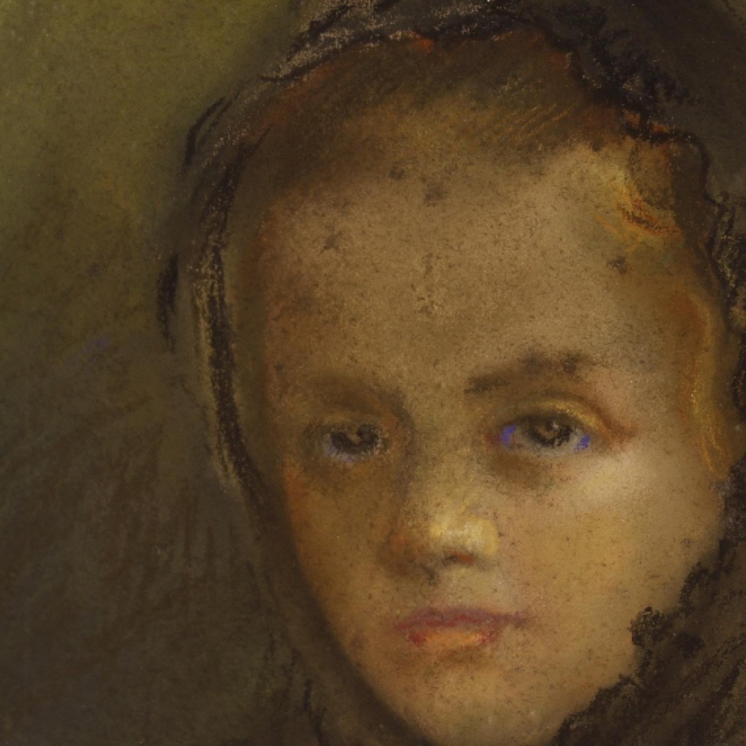 20th Century Tempera Spanish Signed Portrait Painting AptDeco