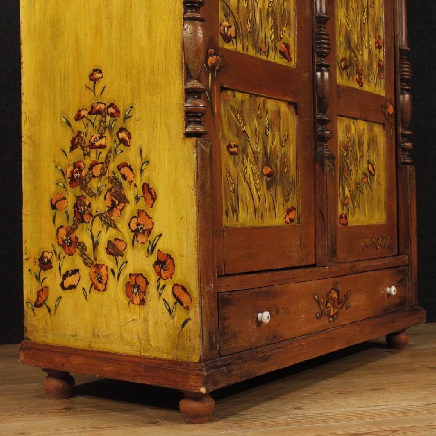 20th Century 1960 Hand Painted Wood East European Wardrobe - image-2