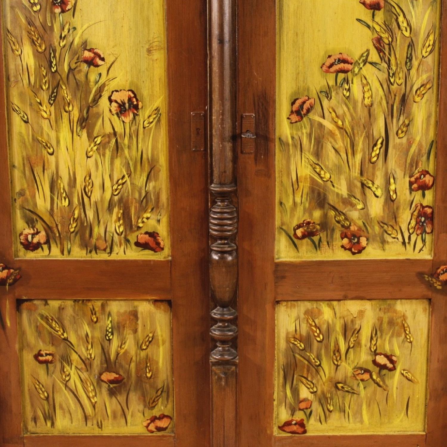 20th Century 1960 Hand Painted Wood East European Wardrobe - image-5