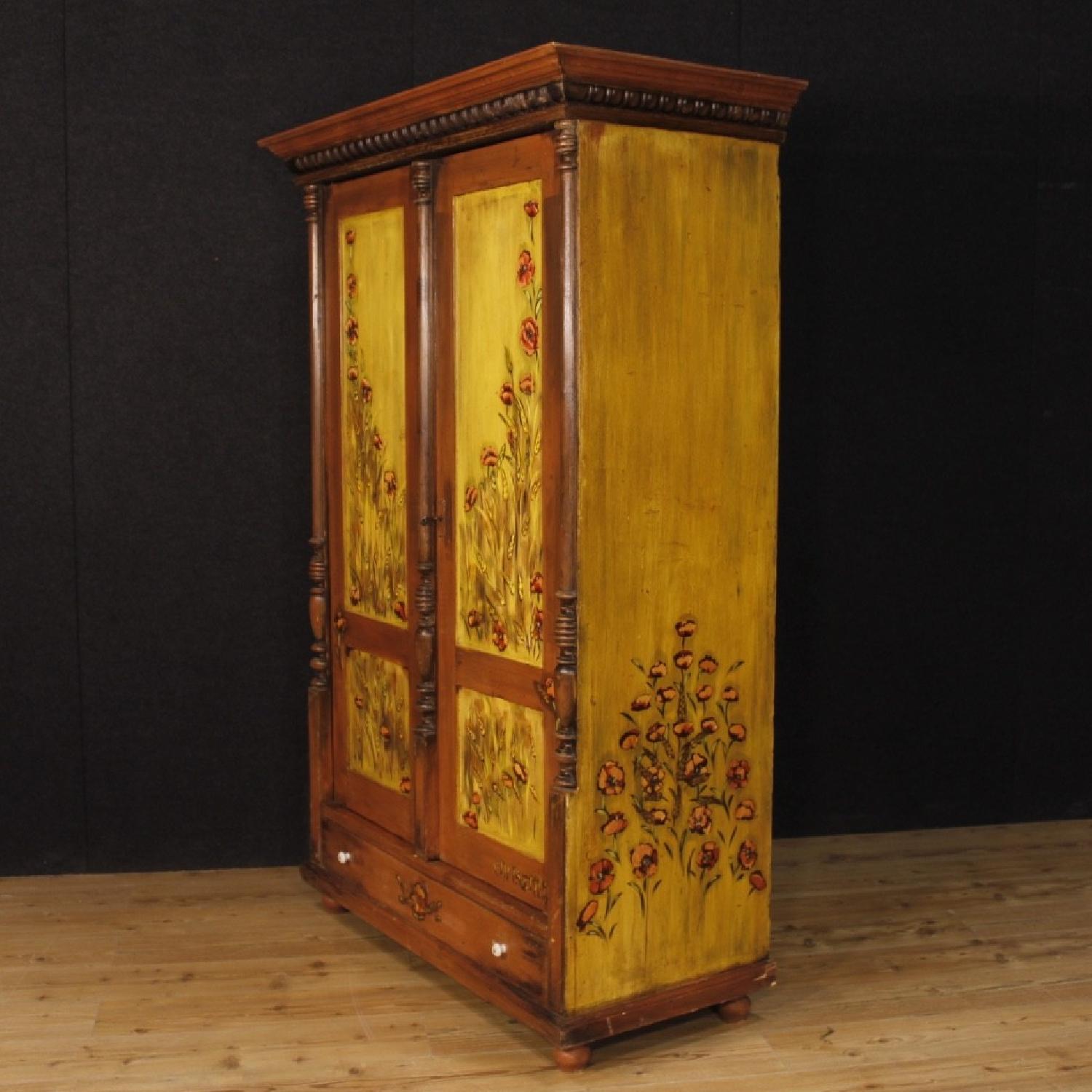 20th Century 1960 Hand Painted Wood East European Wardrobe - image-7