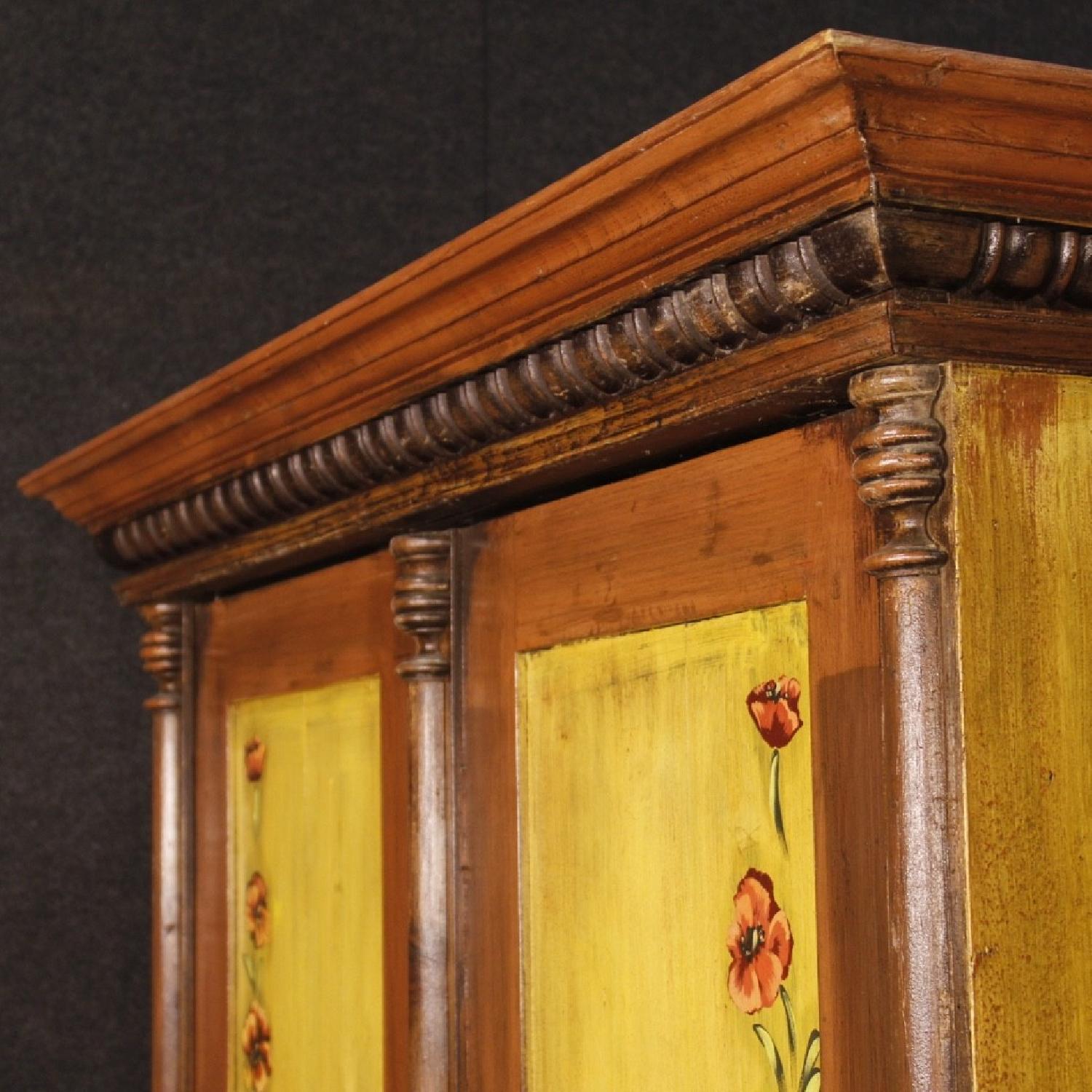 20th Century 1960 Hand Painted Wood East European Wardrobe - image-8