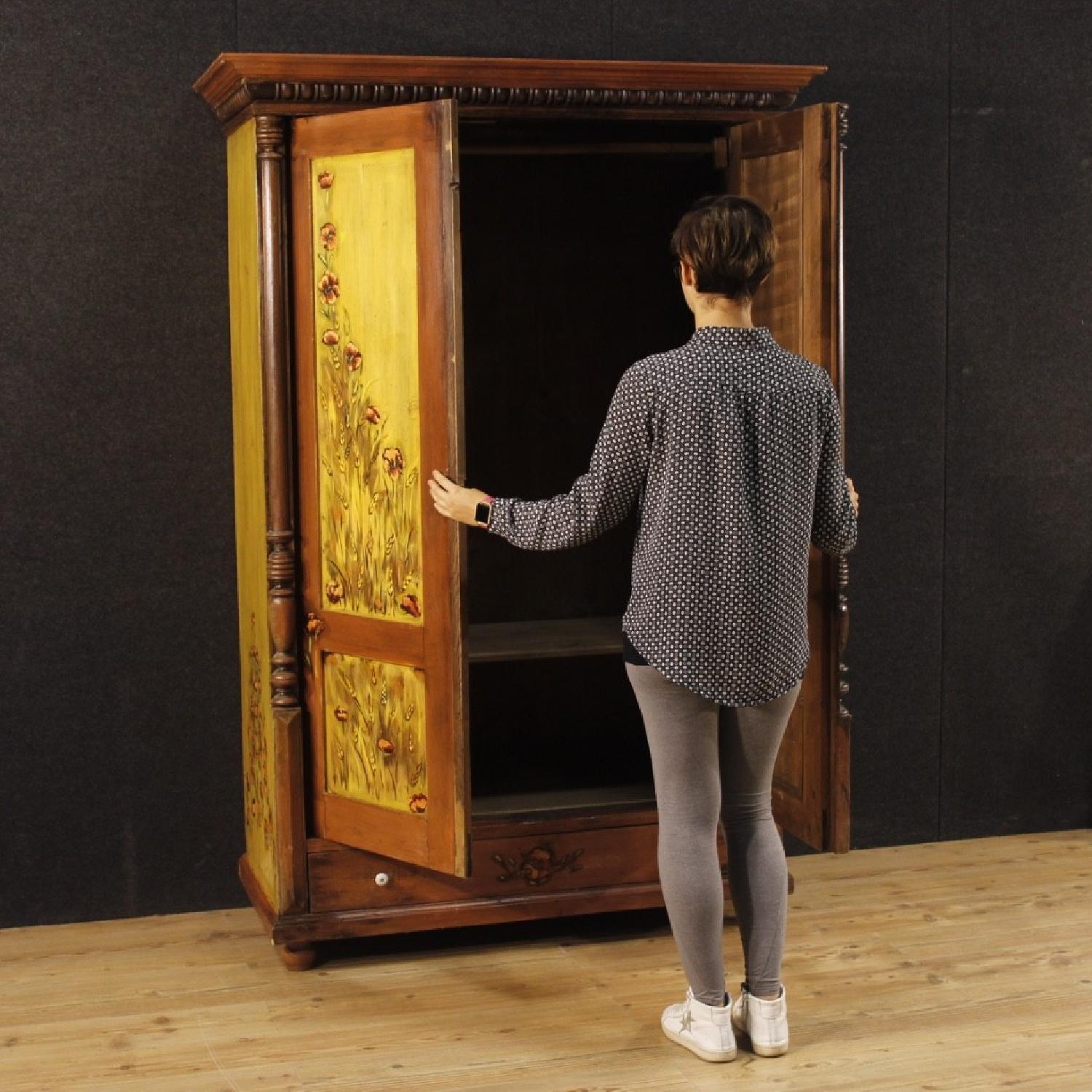 20th Century 1960 Hand Painted Wood East European Wardrobe - image-10