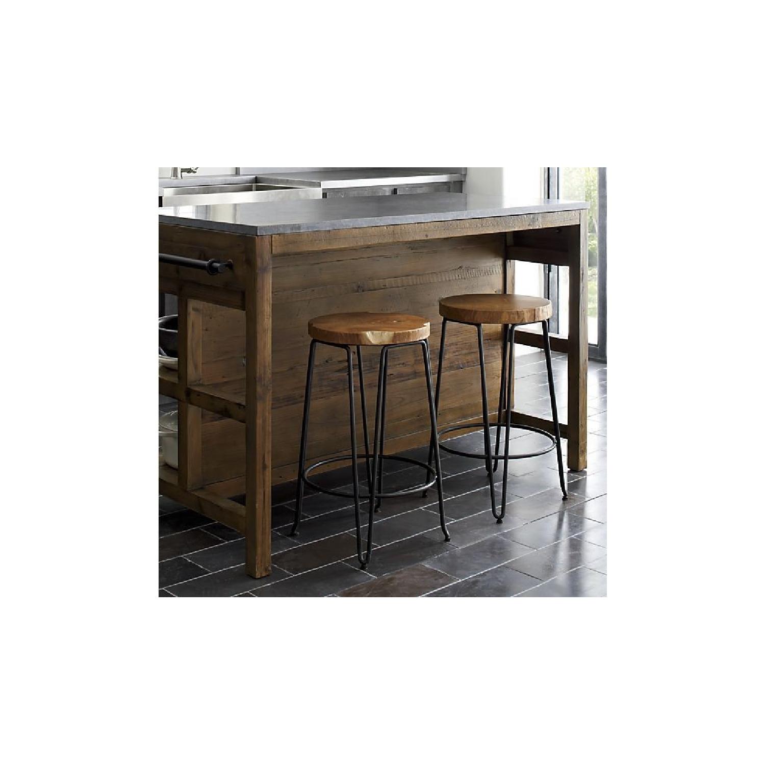 Crate & Barrel Origin Bar Stool w/ Teak Wood Top - image-1