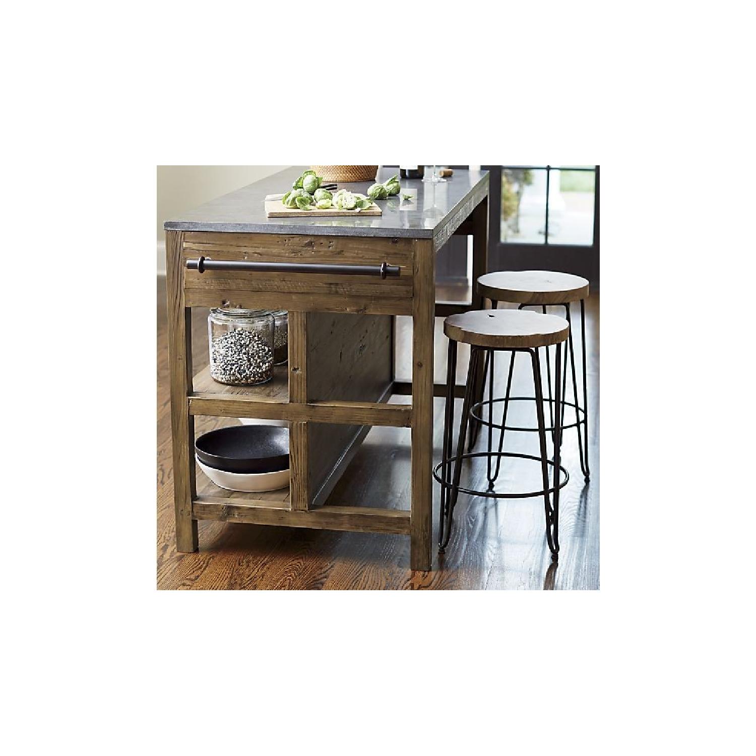 Crate & Barrel Origin Bar Stool w/ Teak Wood Top - image-2