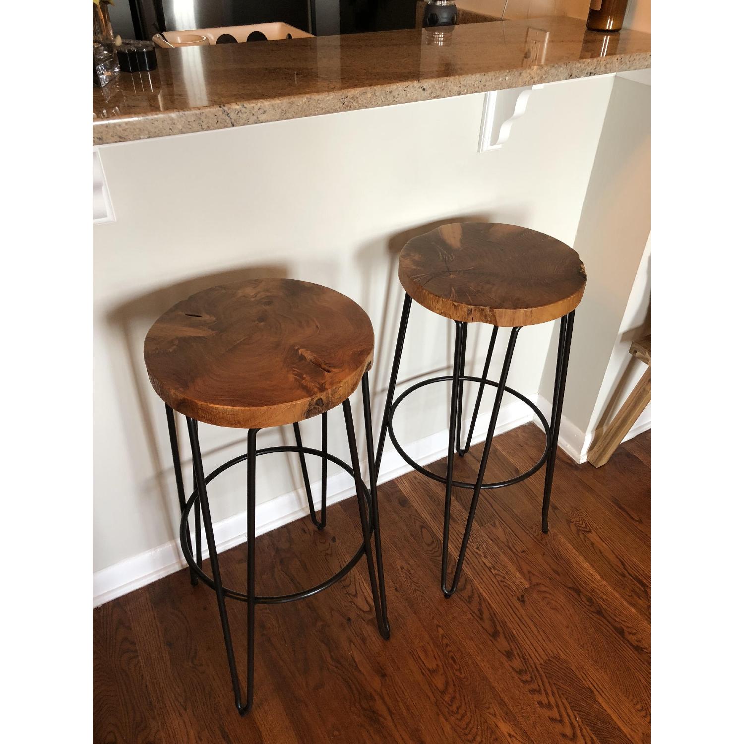 Crate & Barrel Origin Bar Stool w/ Teak Wood Top - image-3