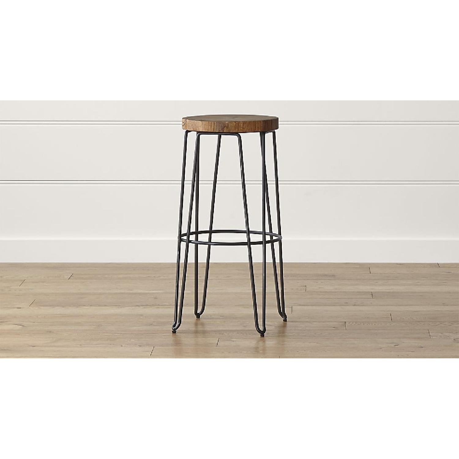 Crate & Barrel Origin Bar Stool w/ Teak Wood Top - image-4