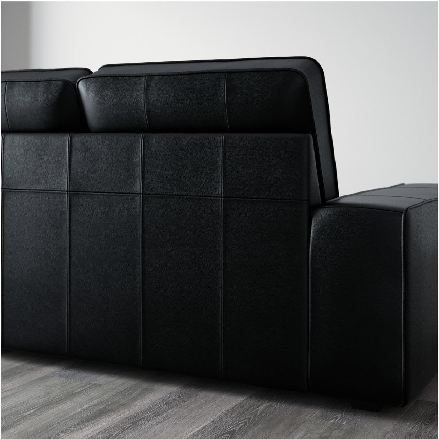 Ikea  Black Leather 2-Piece Chaise Sectional Sofa & Ottoman - image-5